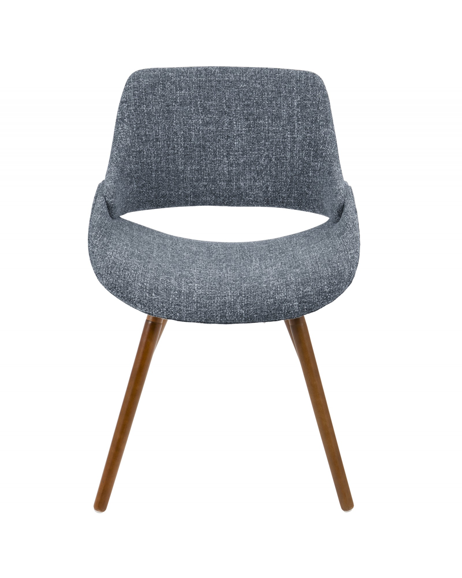 Fabrico Mid-Century Modern Dining/Accent Chair in Walnut and Blue Noise Fabric - Set of 2