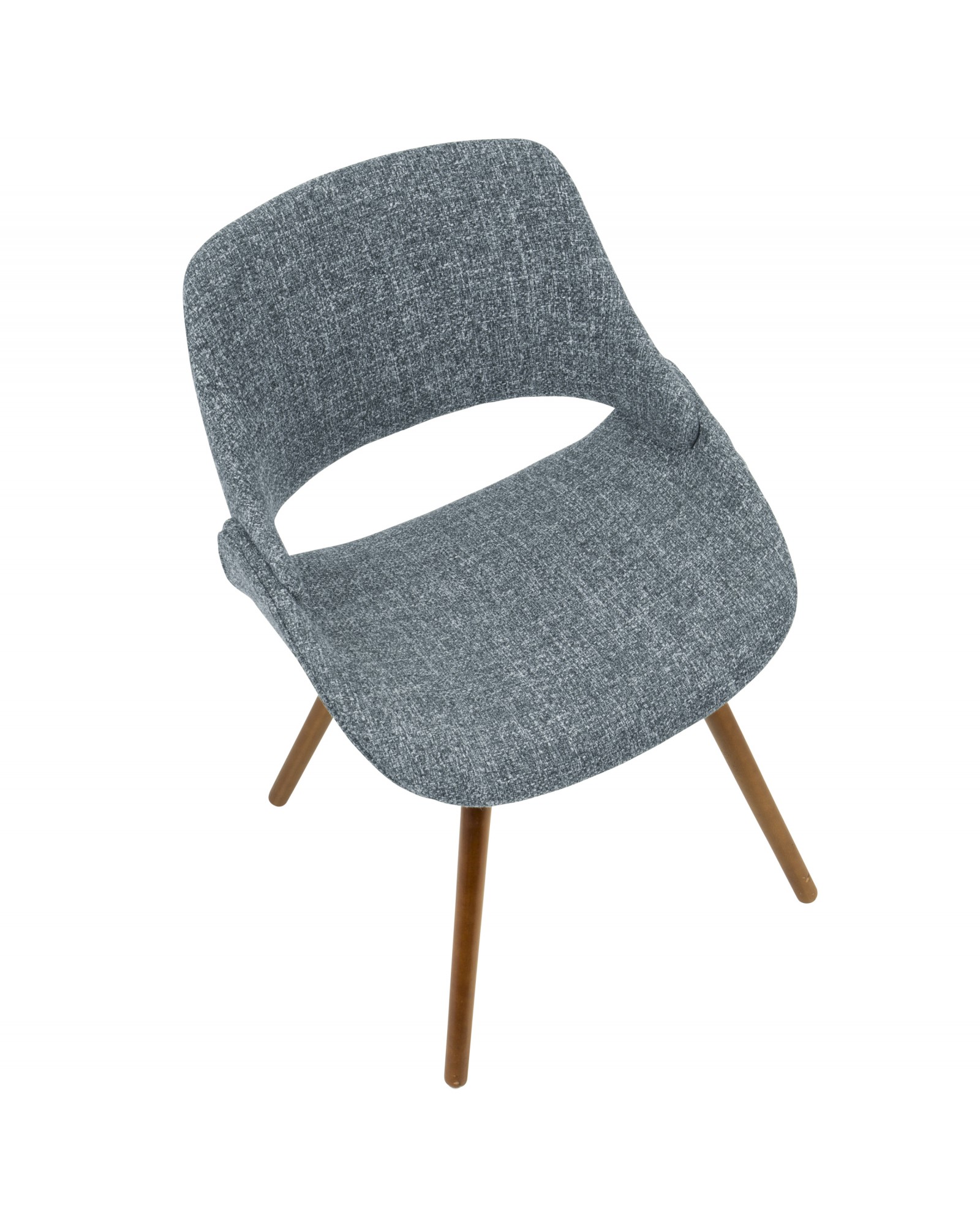 Fabrico Mid-Century Modern Dining/Accent Chair in Walnut and Blue Noise Fabric - Set of 2