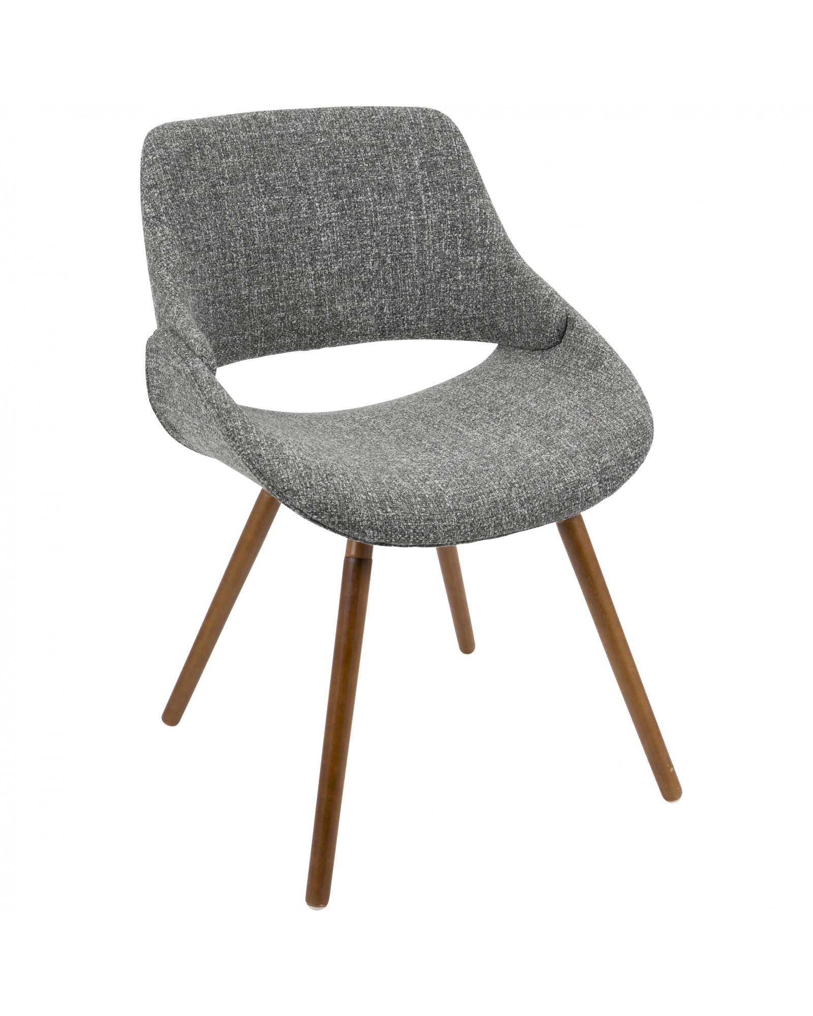 Fabrico Mid-Century Modern Dining/Accent Chair in Walnut and Grey Noise Fabric - Set of 2