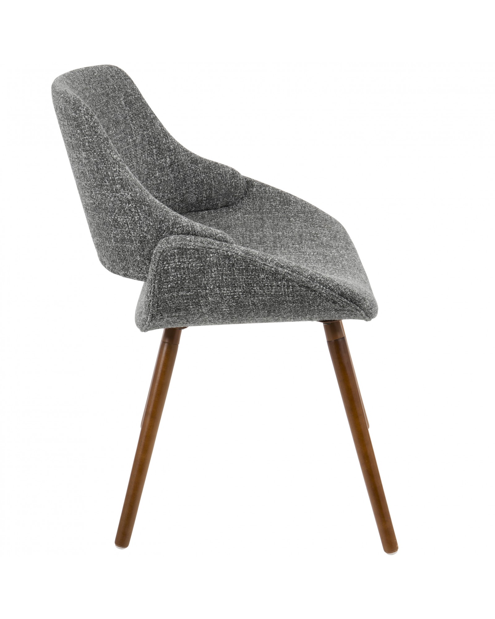 Fabrico Mid-Century Modern Dining/Accent Chair in Walnut and Grey Noise Fabric - Set of 2