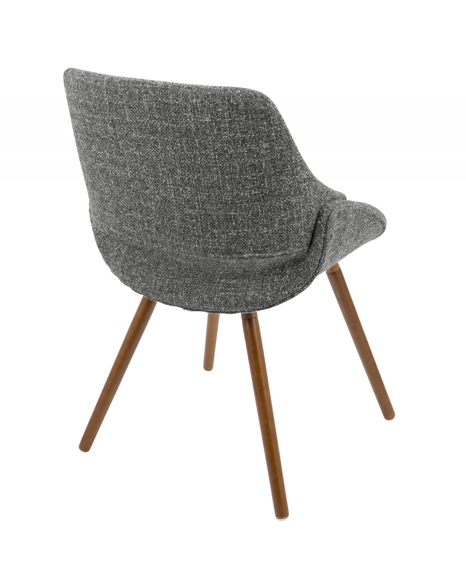 Fabrico Mid-Century Modern Dining/Accent Chair in Walnut and Grey Noise Fabric - Set of 2