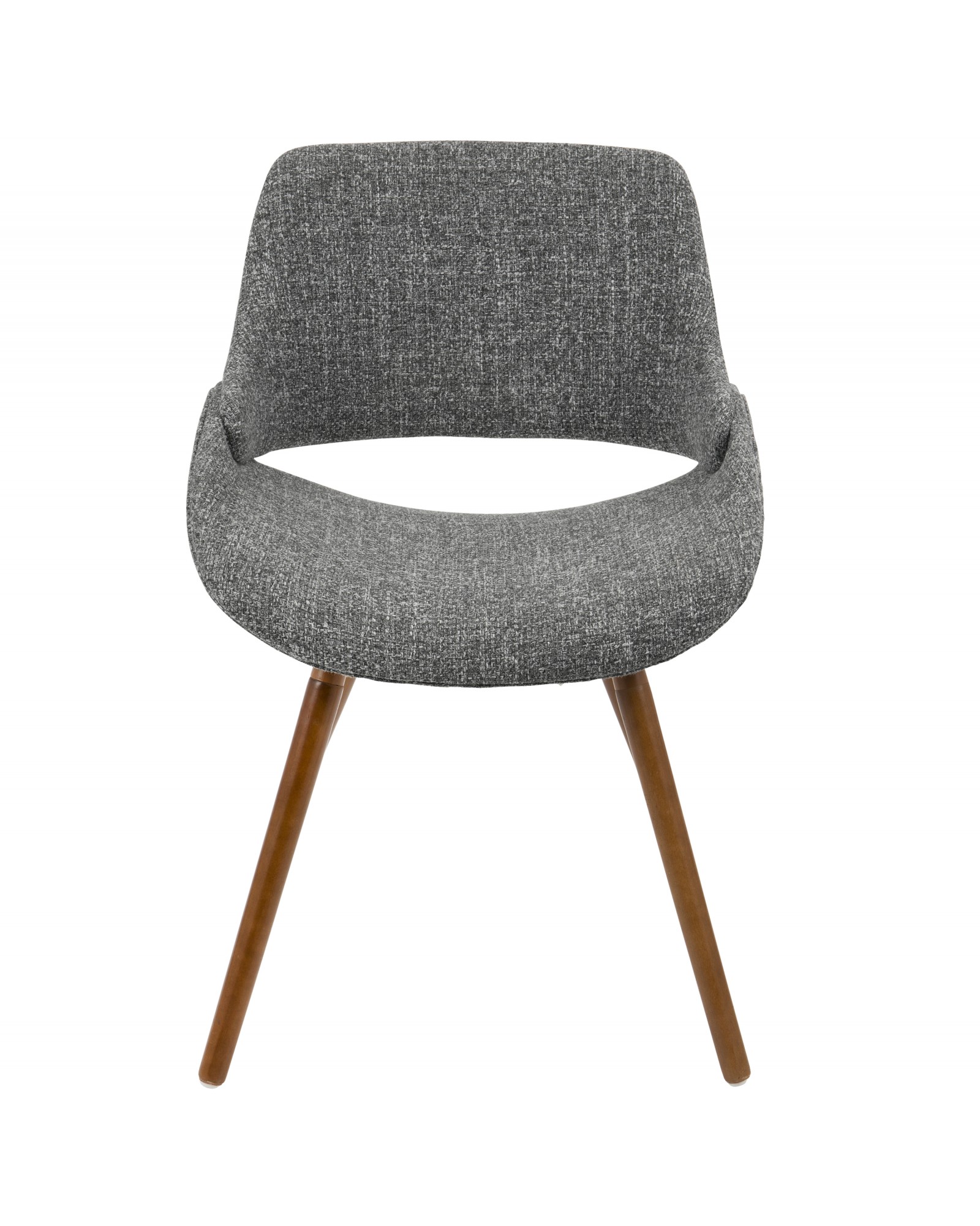 Fabrico Mid-Century Modern Dining/Accent Chair in Walnut and Grey Noise Fabric - Set of 2