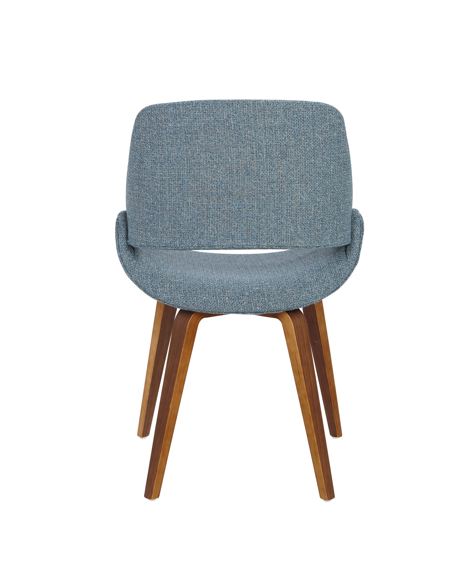 Fabrico Mid-Century Modern Dining/Accent Chair in Walnut and Blue Noise Fabric - Set of 2