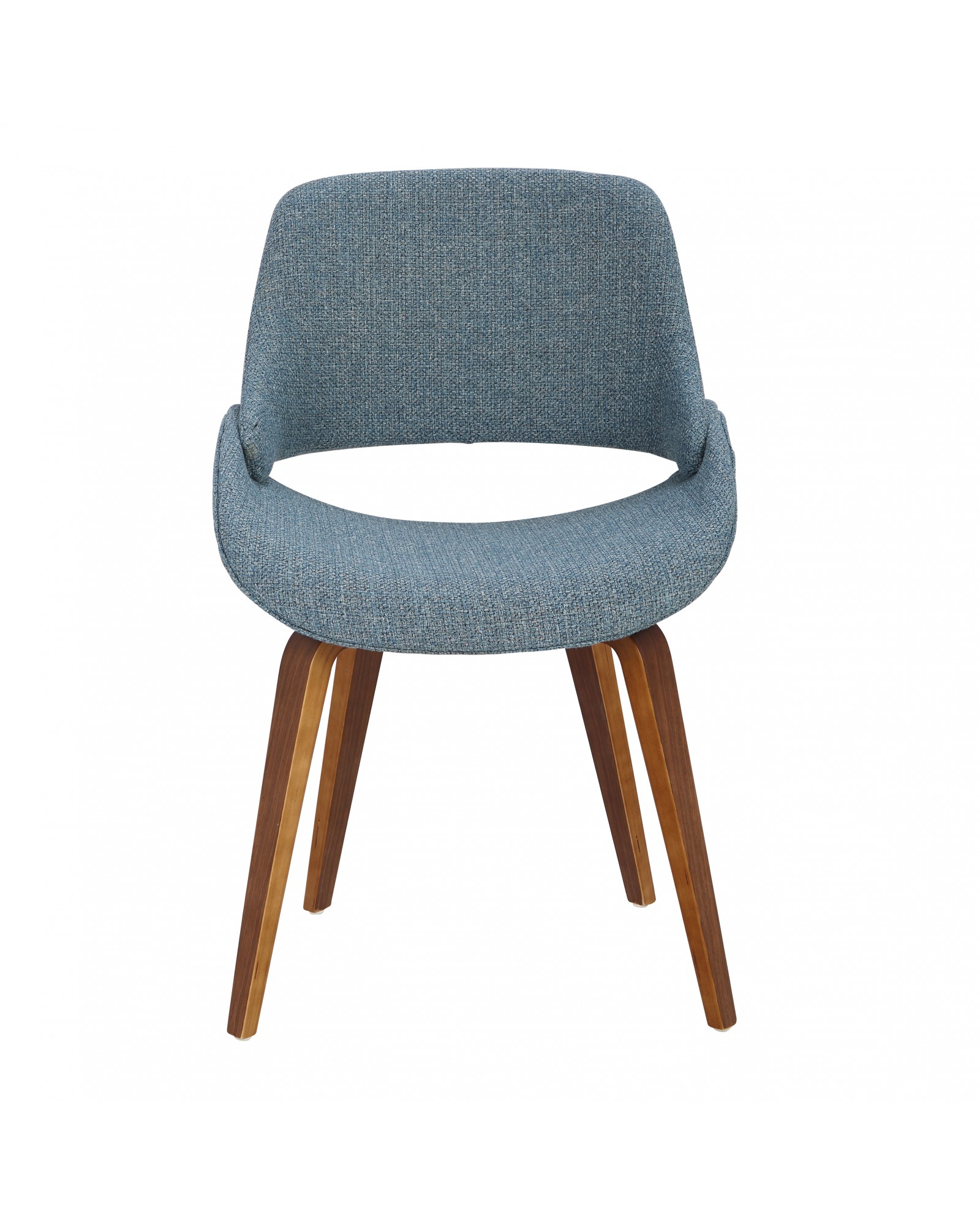 Fabrico Mid-Century Modern Dining/Accent Chair in Walnut and Blue Noise Fabric - Set of 2