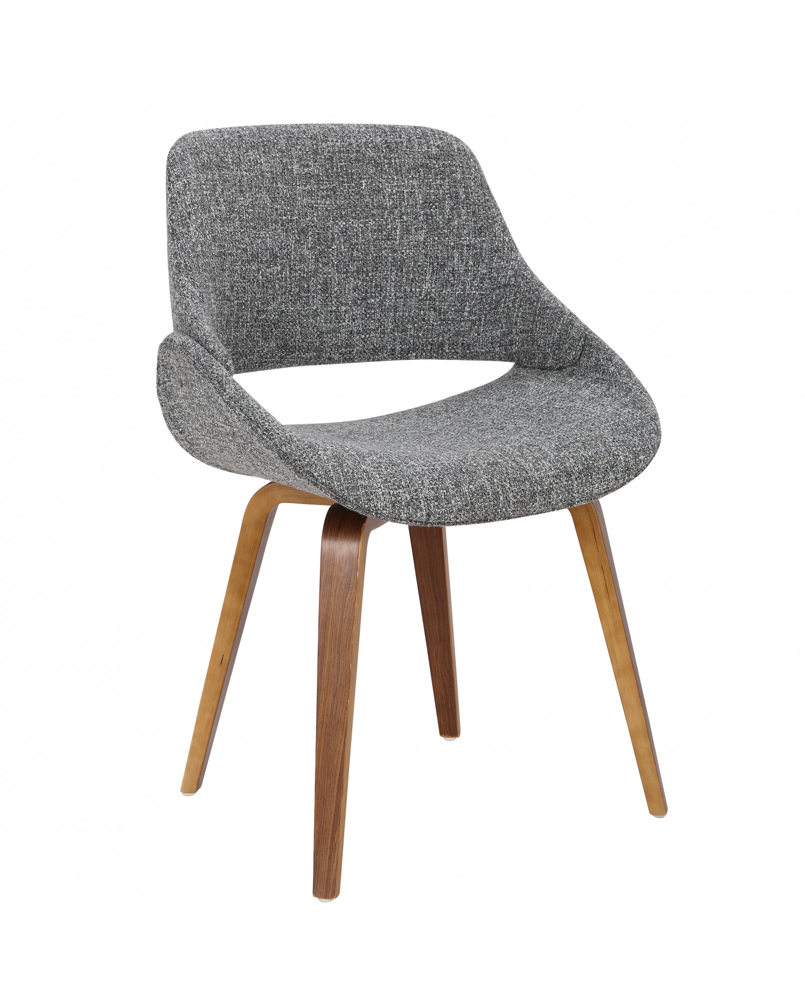 Fabrico Mid-Century Modern Dining/Accent Chair in Walnut and Grey Noise Fabric - Set of 2