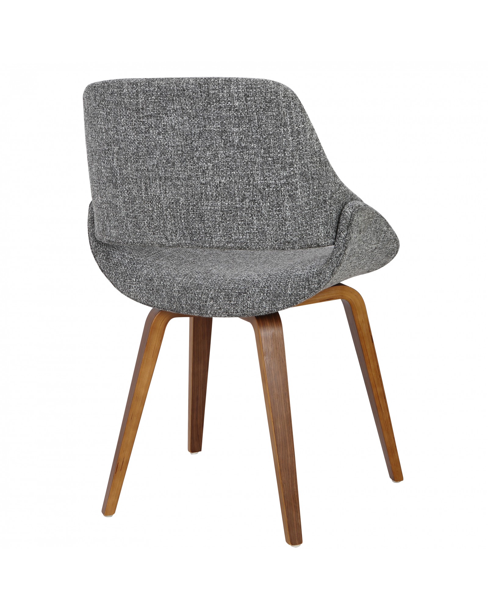 Fabrico Mid-Century Modern Dining/Accent Chair in Walnut and Grey Noise Fabric - Set of 2