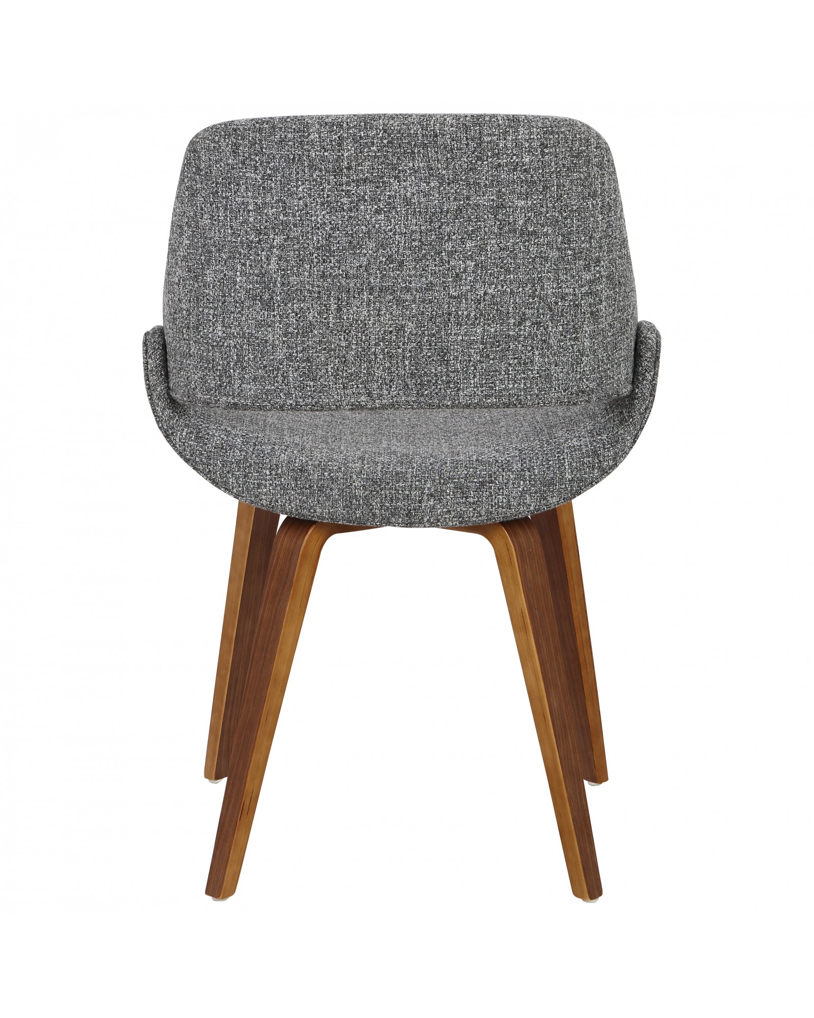 Fabrico Mid-Century Modern Dining/Accent Chair in Walnut and Grey Noise Fabric - Set of 2