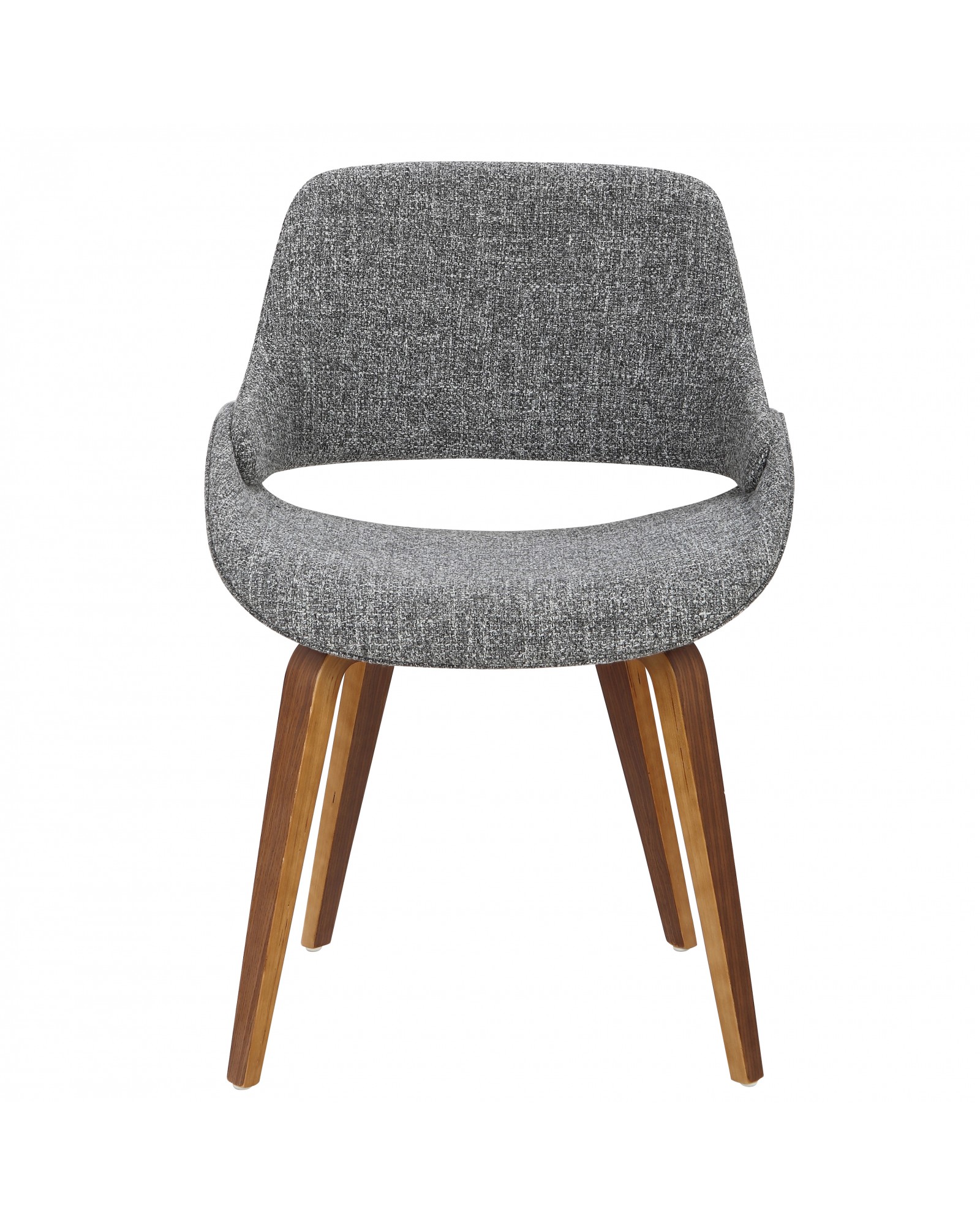 Fabrico Mid-Century Modern Dining/Accent Chair in Walnut and Grey Noise Fabric - Set of 2