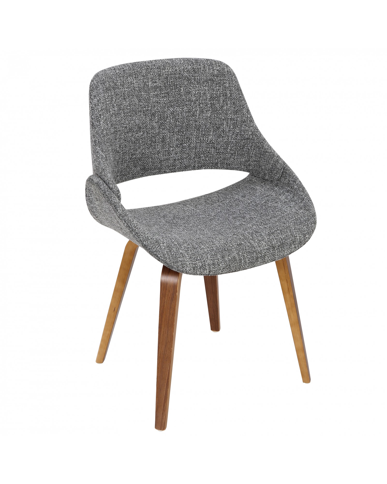 Fabrico Mid-Century Modern Dining/Accent Chair in Walnut and Grey Noise Fabric - Set of 2