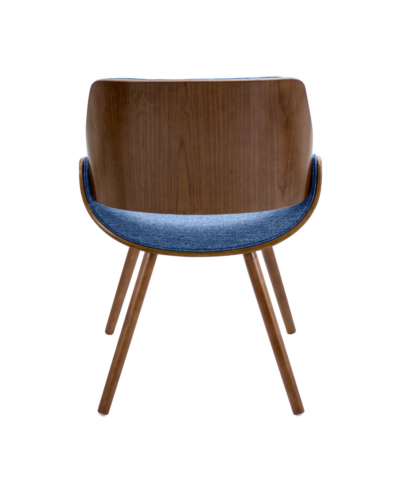 Fabrizzi Mid-Century Modern Dining/Accent Chair in Walnut and Denim Blue