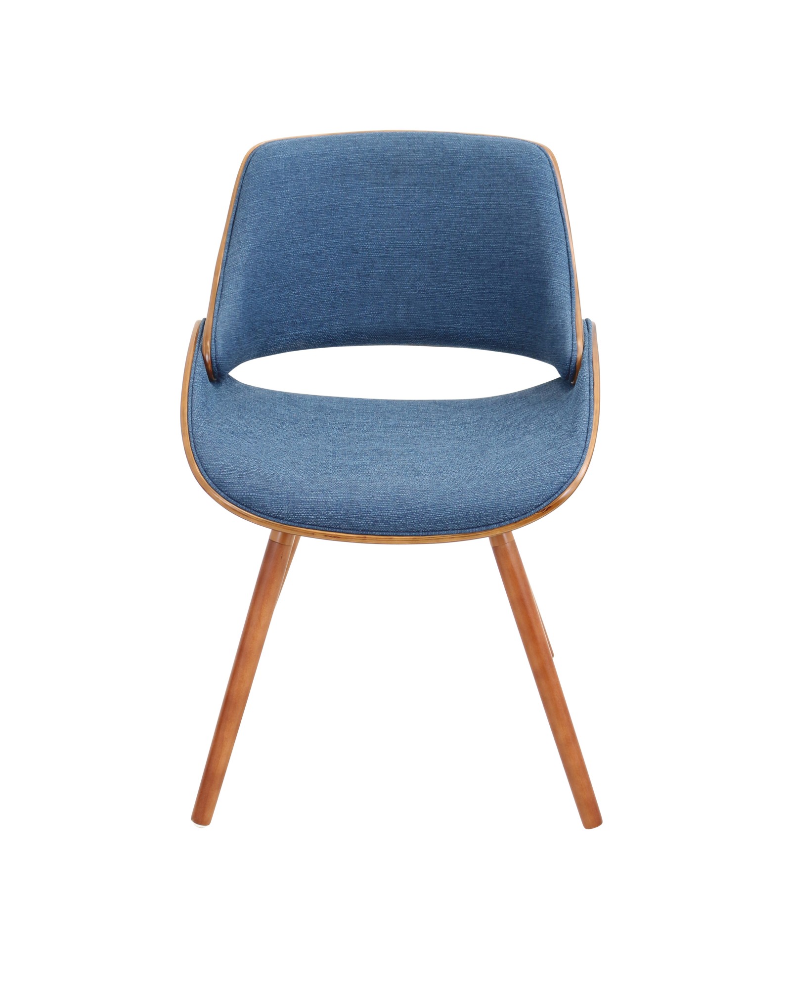 Fabrizzi Mid-Century Modern Dining/Accent Chair in Walnut and Denim Blue