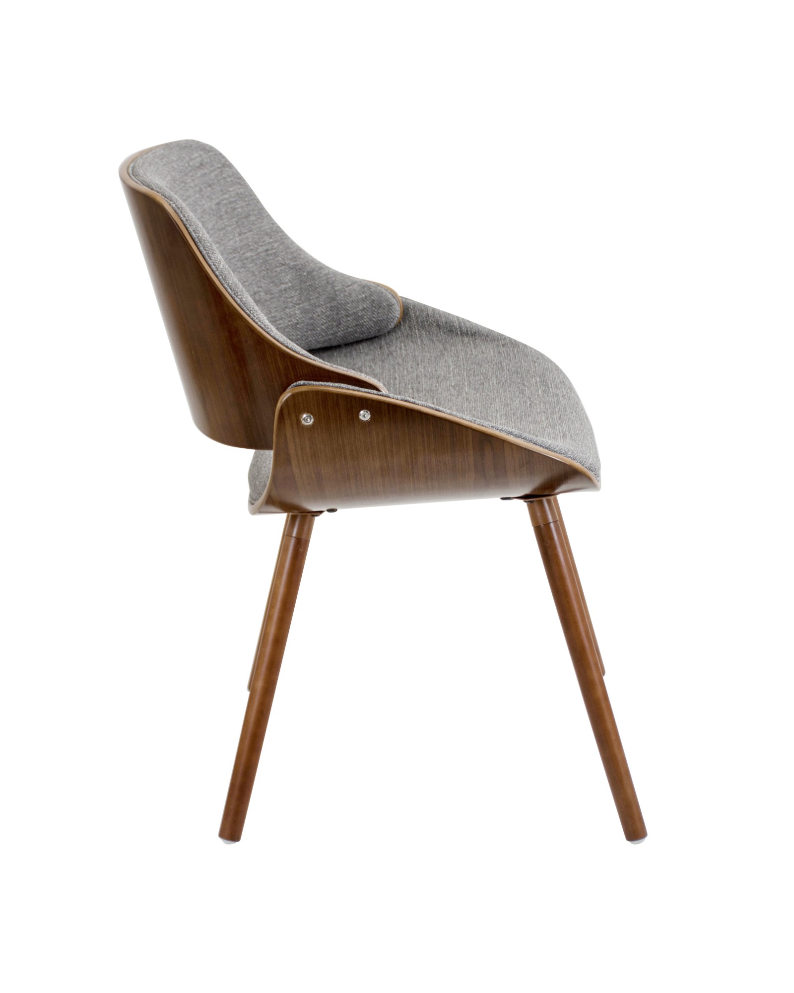 Fabrizzi Mid-Century Modern Dining/Accent Chair in Walnut and Grey Fabric