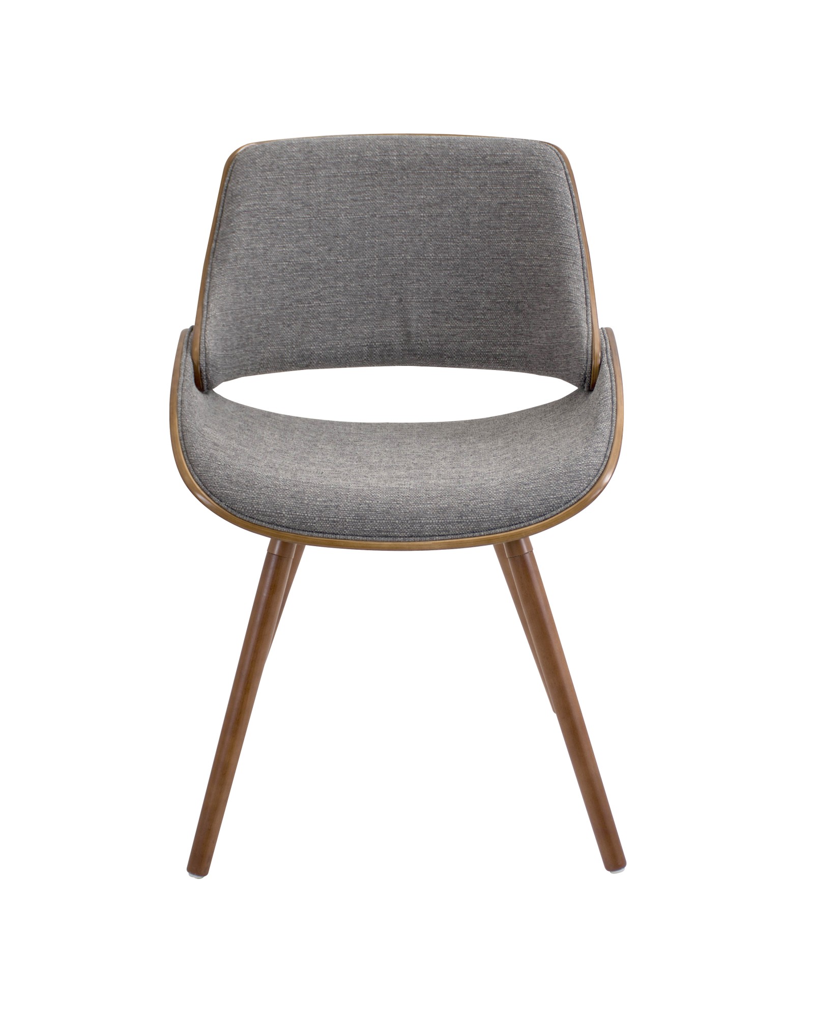 Fabrizzi Mid-Century Modern Dining/Accent Chair in Walnut and Grey Fabric