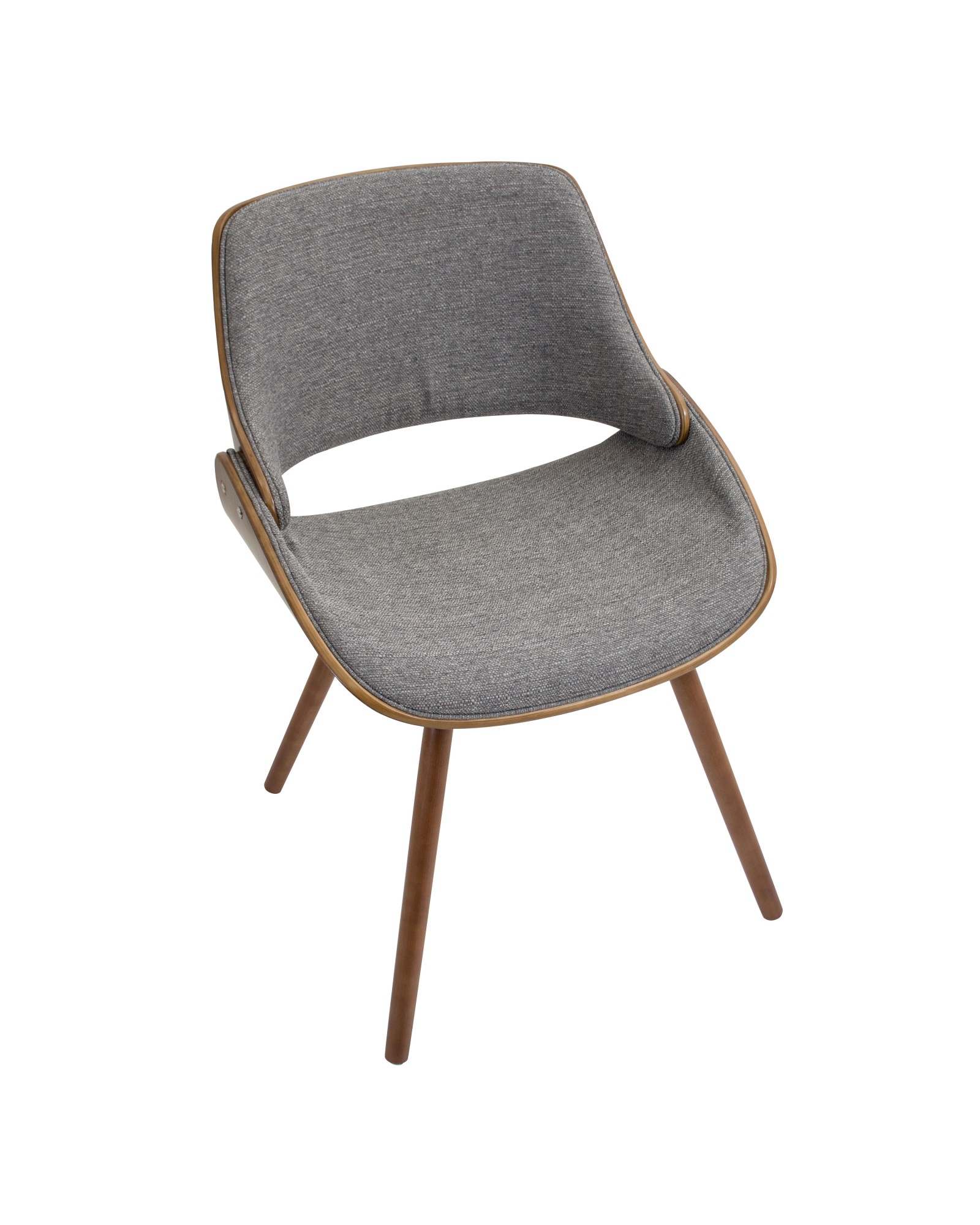 Fabrizzi Mid-Century Modern Dining/Accent Chair in Walnut and Grey Fabric