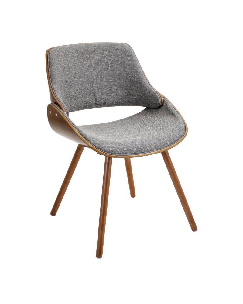 Fabrizzi Mid-Century Modern Dining/Accent Chair in Walnut and Grey Fabric