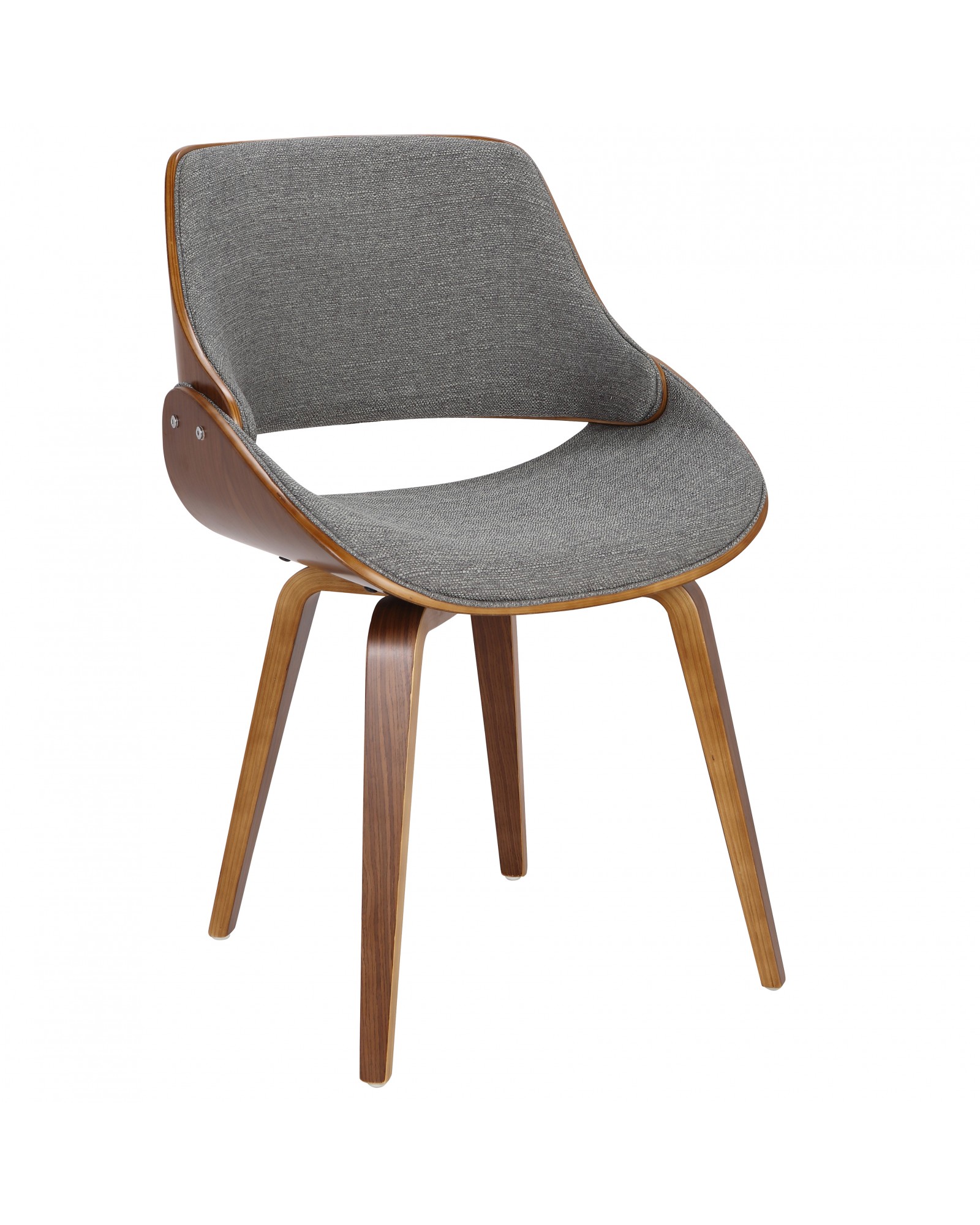 Fabrizzi Mid-Century Modern Dining/Accent Chair in Walnut and Grey Fabric