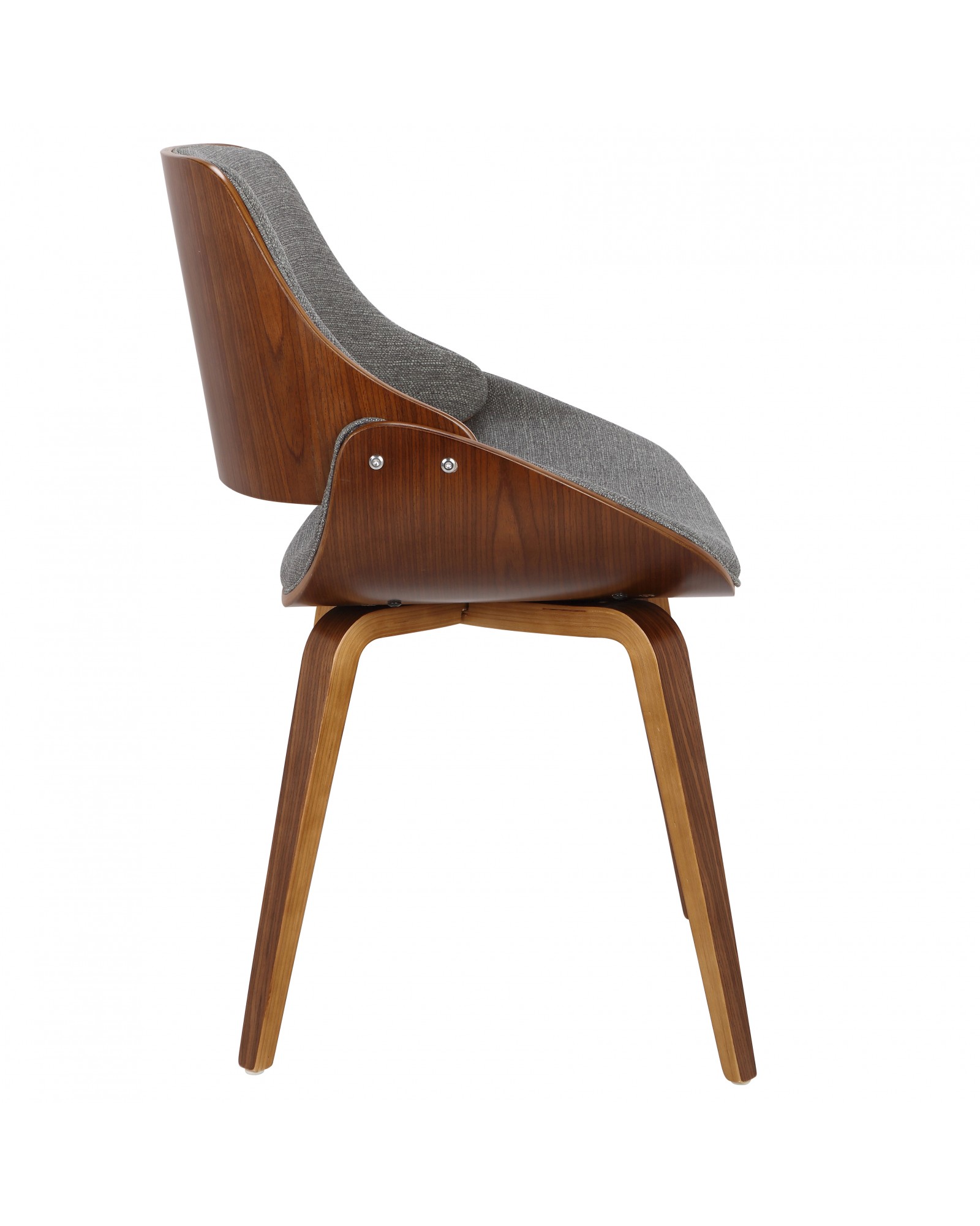 Fabrizzi Mid-Century Modern Dining/Accent Chair in Walnut and Grey Fabric