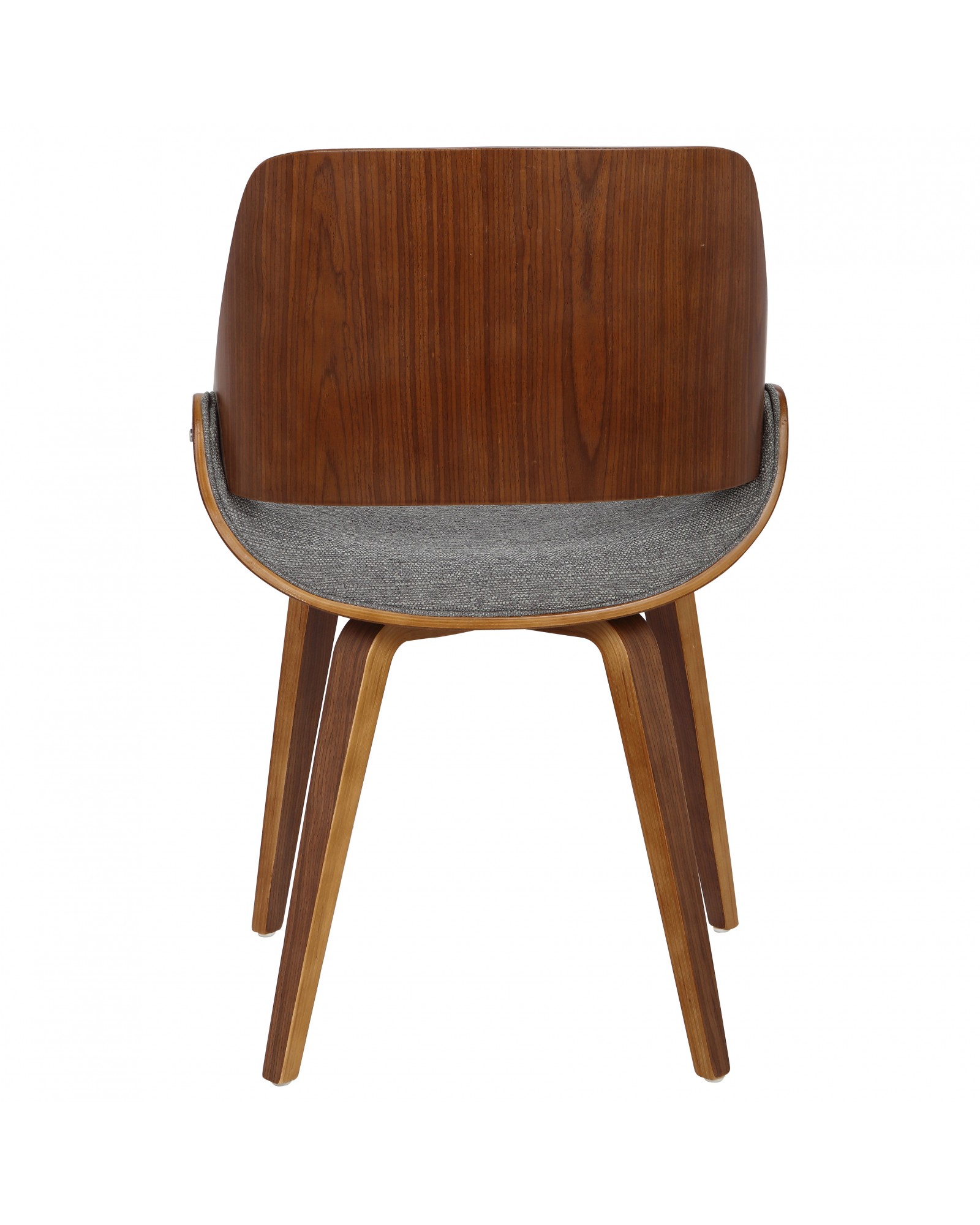 Fabrizzi Mid-Century Modern Dining/Accent Chair in Walnut and Grey Fabric