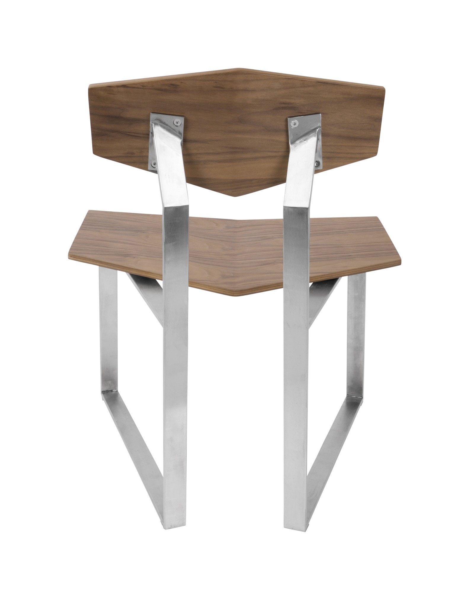 Flight Modern-Industrial Dining/Accent Chair in Stainless Steel and Walnut - Set of 2