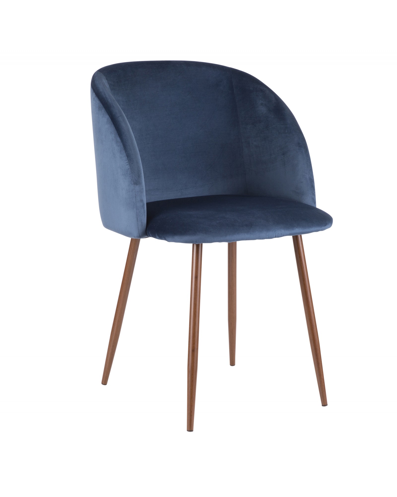 Fran Contemporary Dining Chair in Walnut and Blue Velvet - Set of 2