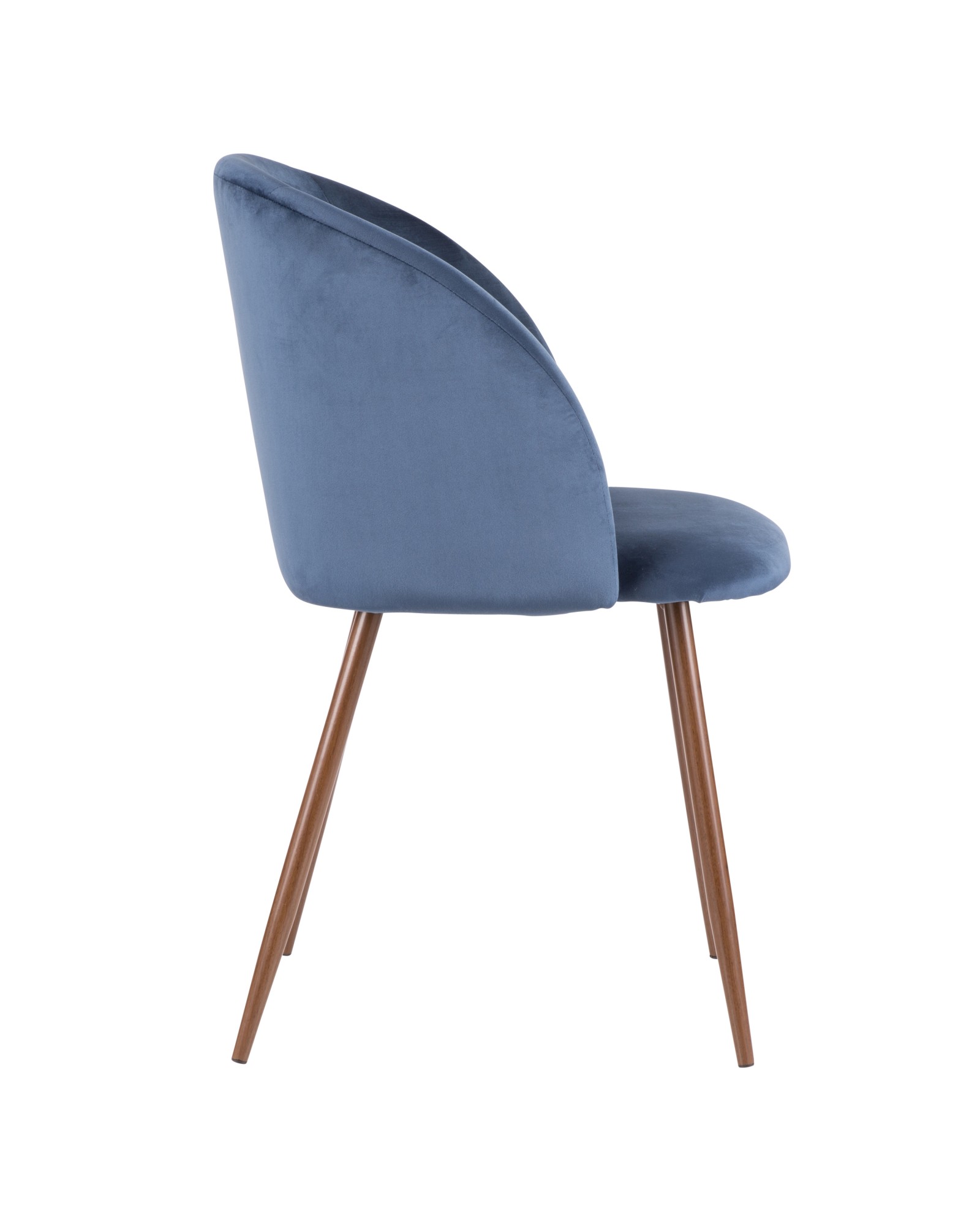 Fran Contemporary Dining Chair in Walnut and Blue Velvet - Set of 2