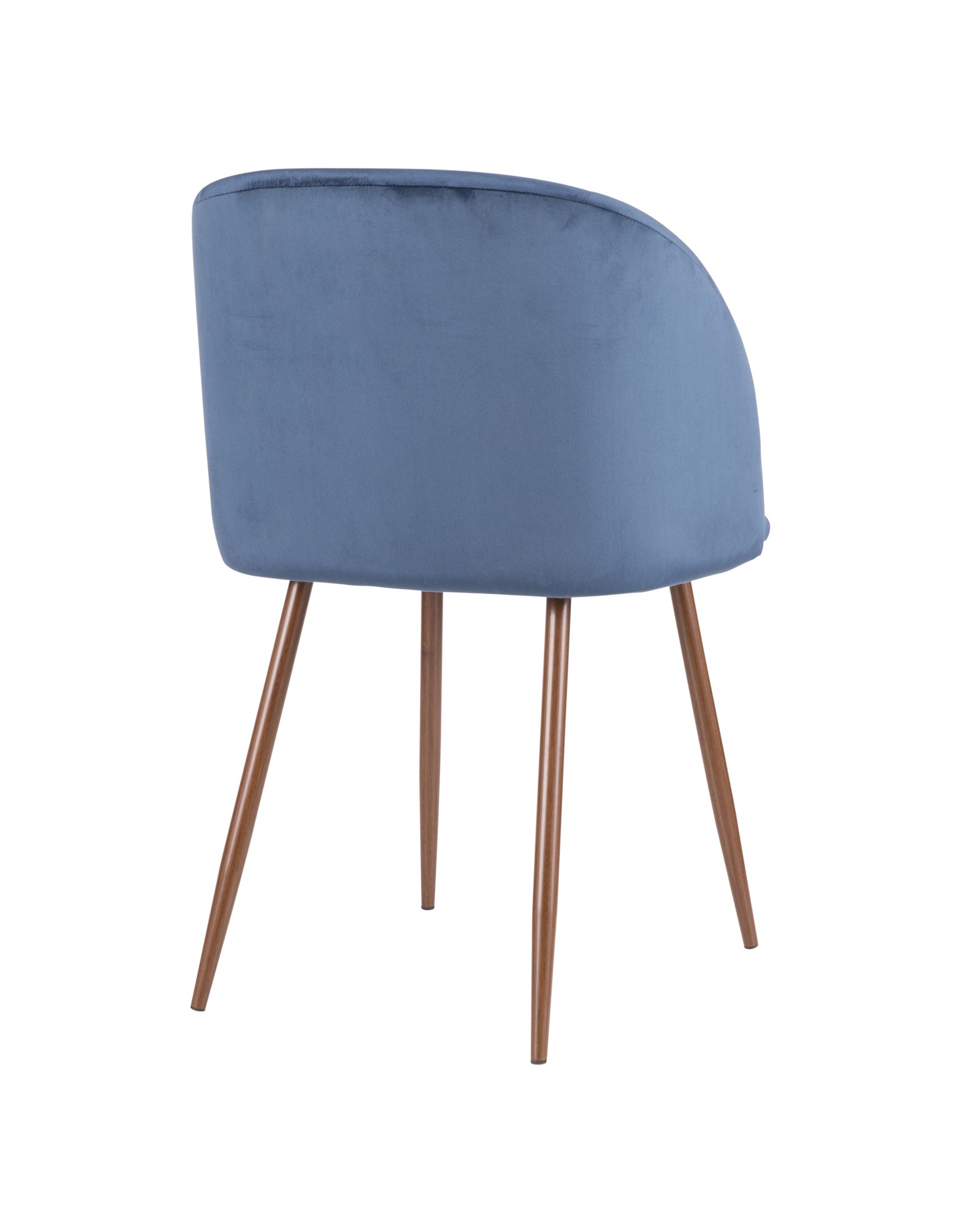 Fran Contemporary Dining Chair in Walnut and Blue Velvet - Set of 2