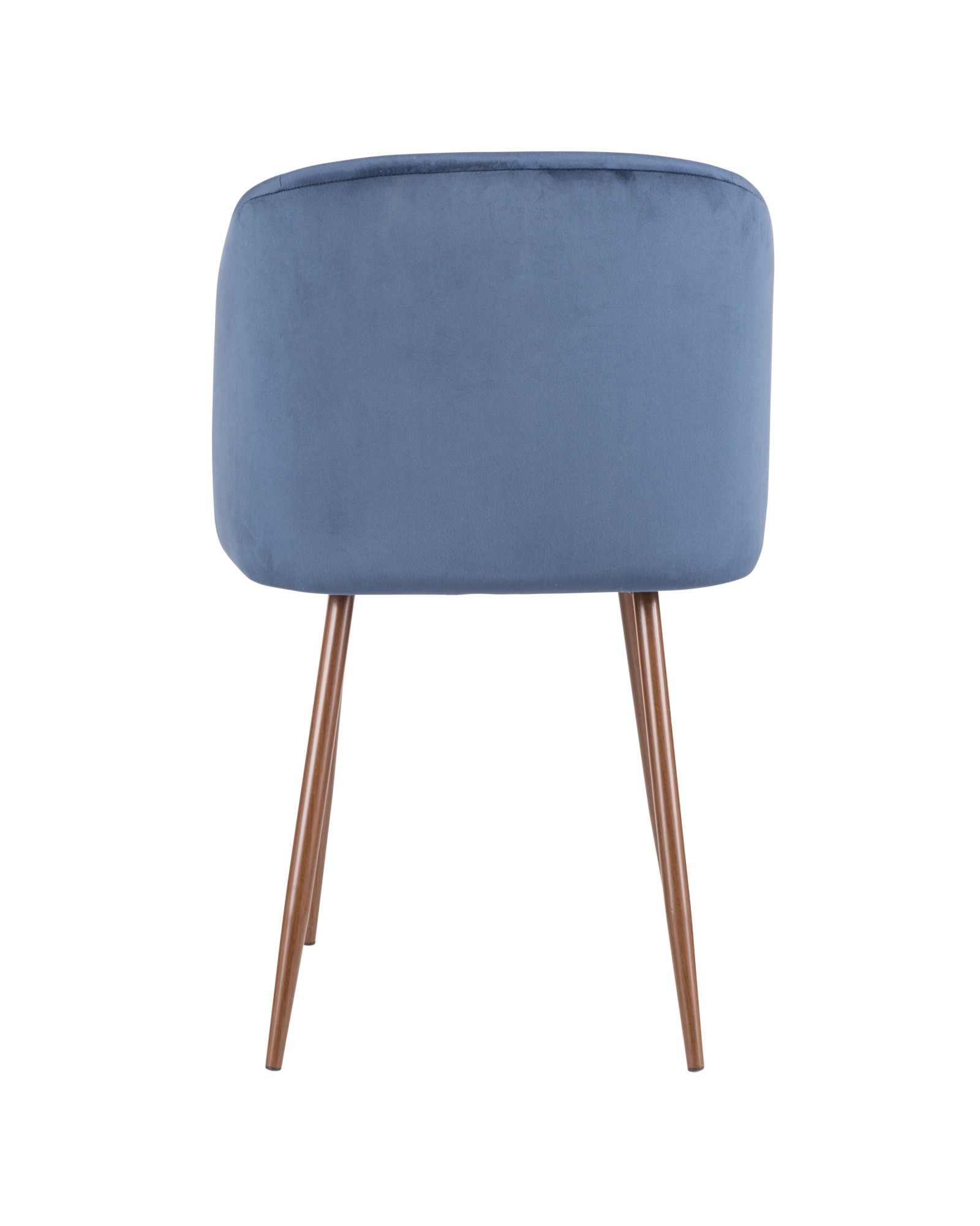 Fran Contemporary Dining Chair in Walnut and Blue Velvet - Set of 2