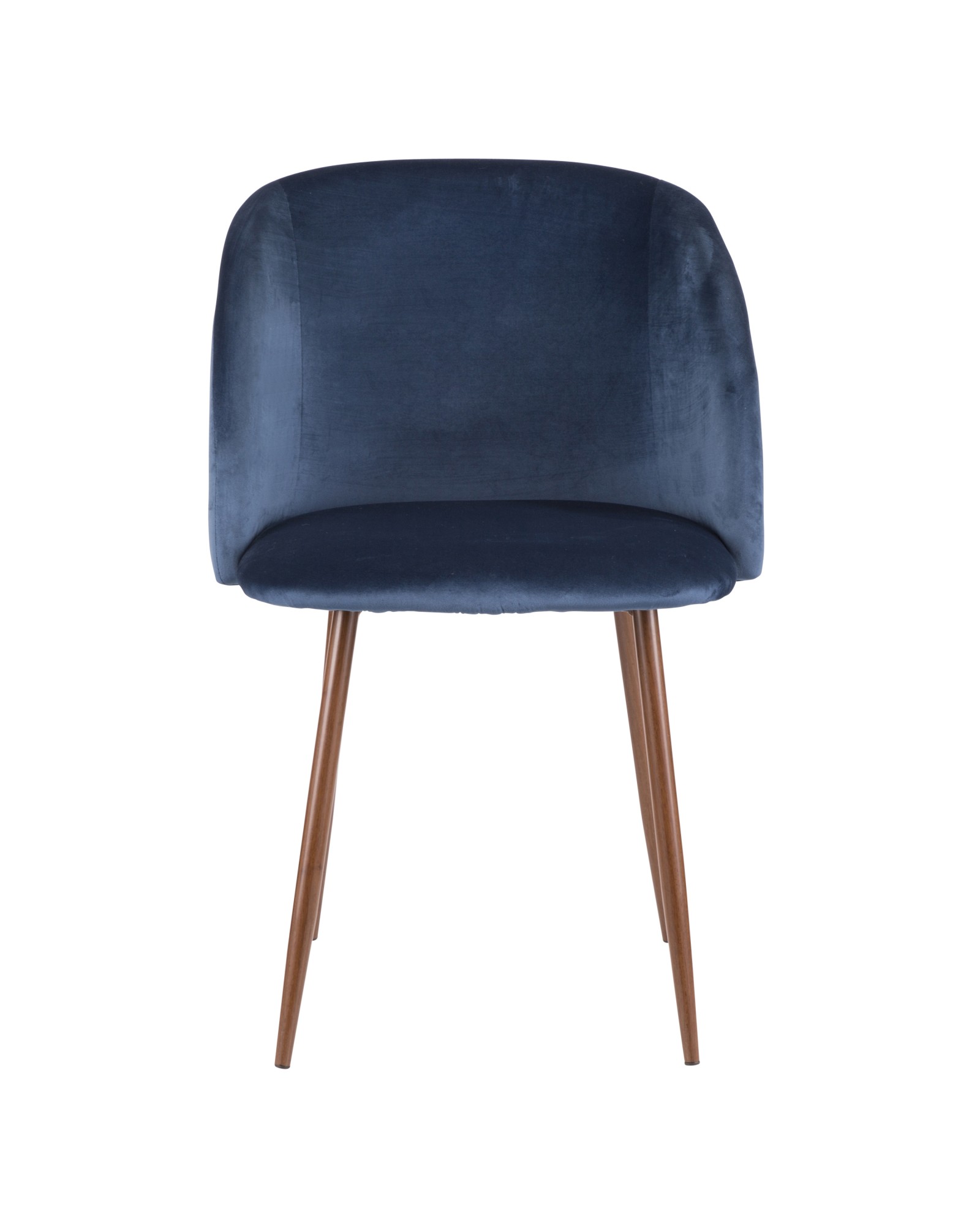 Fran Contemporary Dining Chair in Walnut and Blue Velvet - Set of 2