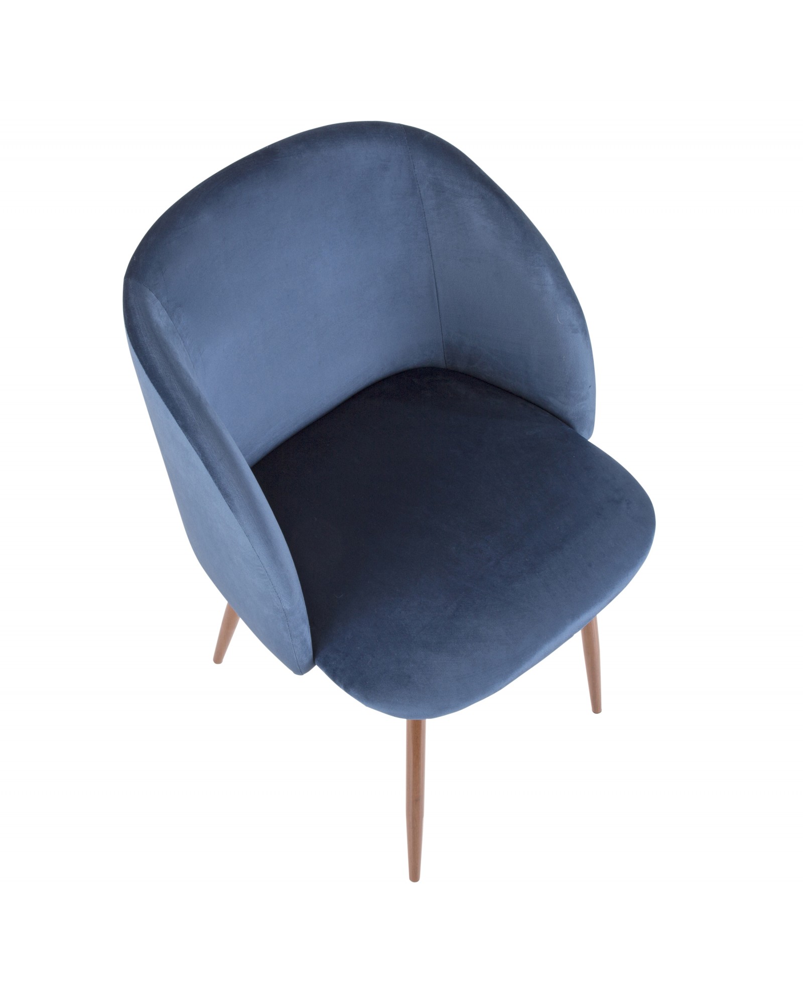 Fran Contemporary Dining Chair in Walnut and Blue Velvet - Set of 2