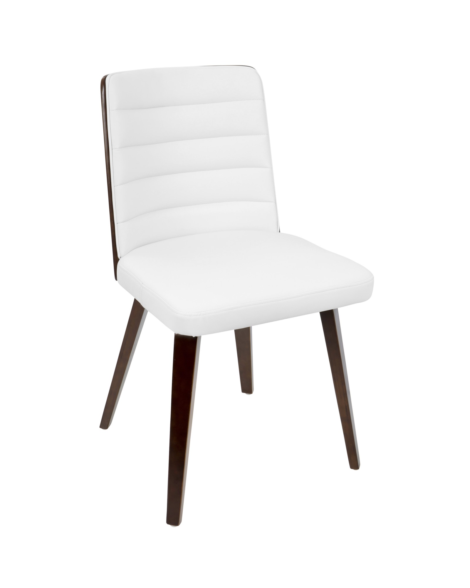 Francesca Mid-Century Modern Dining/Accent Chair in Cherry Wood and White Faux Leather