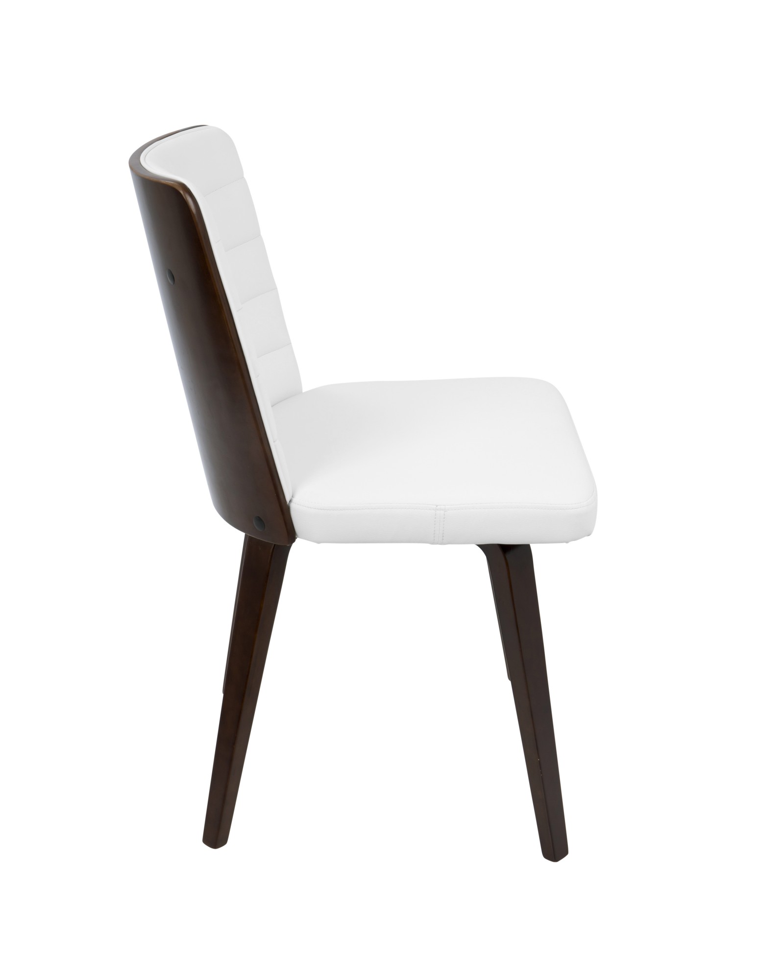 Francesca Mid-Century Modern Dining/Accent Chair in Cherry Wood and White Faux Leather