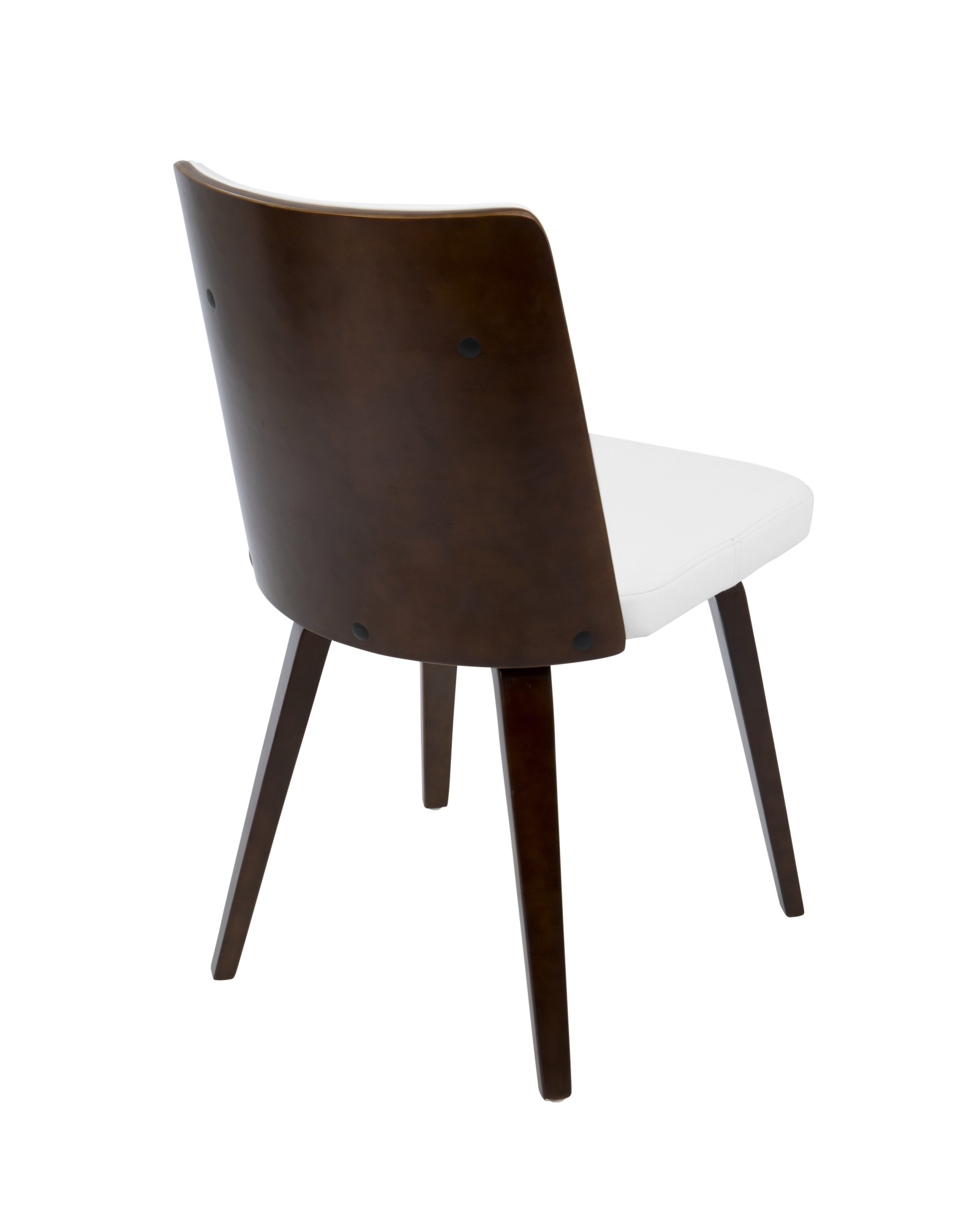 Francesca Mid-Century Modern Dining/Accent Chair in Cherry Wood and White Faux Leather