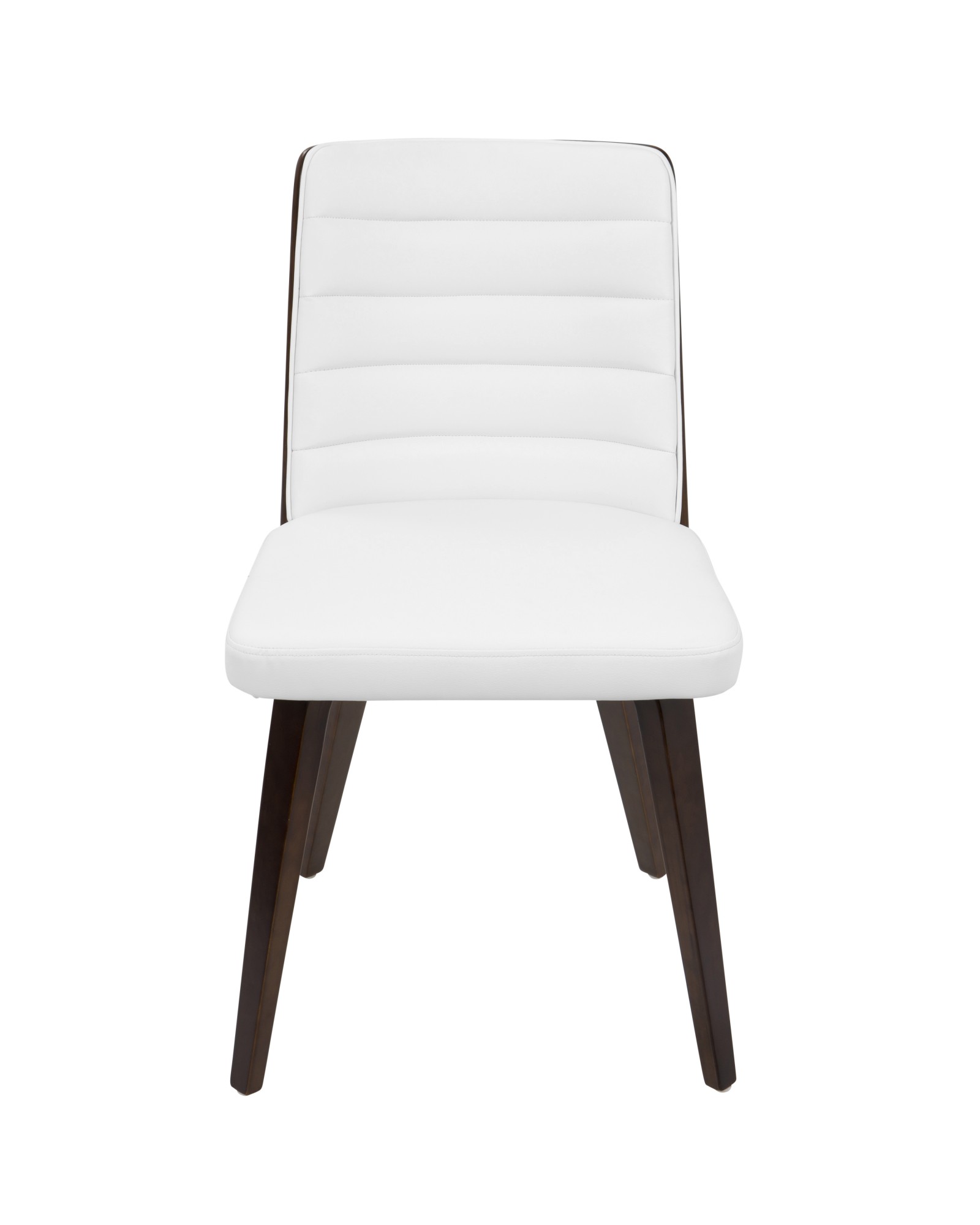 Francesca Mid-Century Modern Dining/Accent Chair in Cherry Wood and White Faux Leather