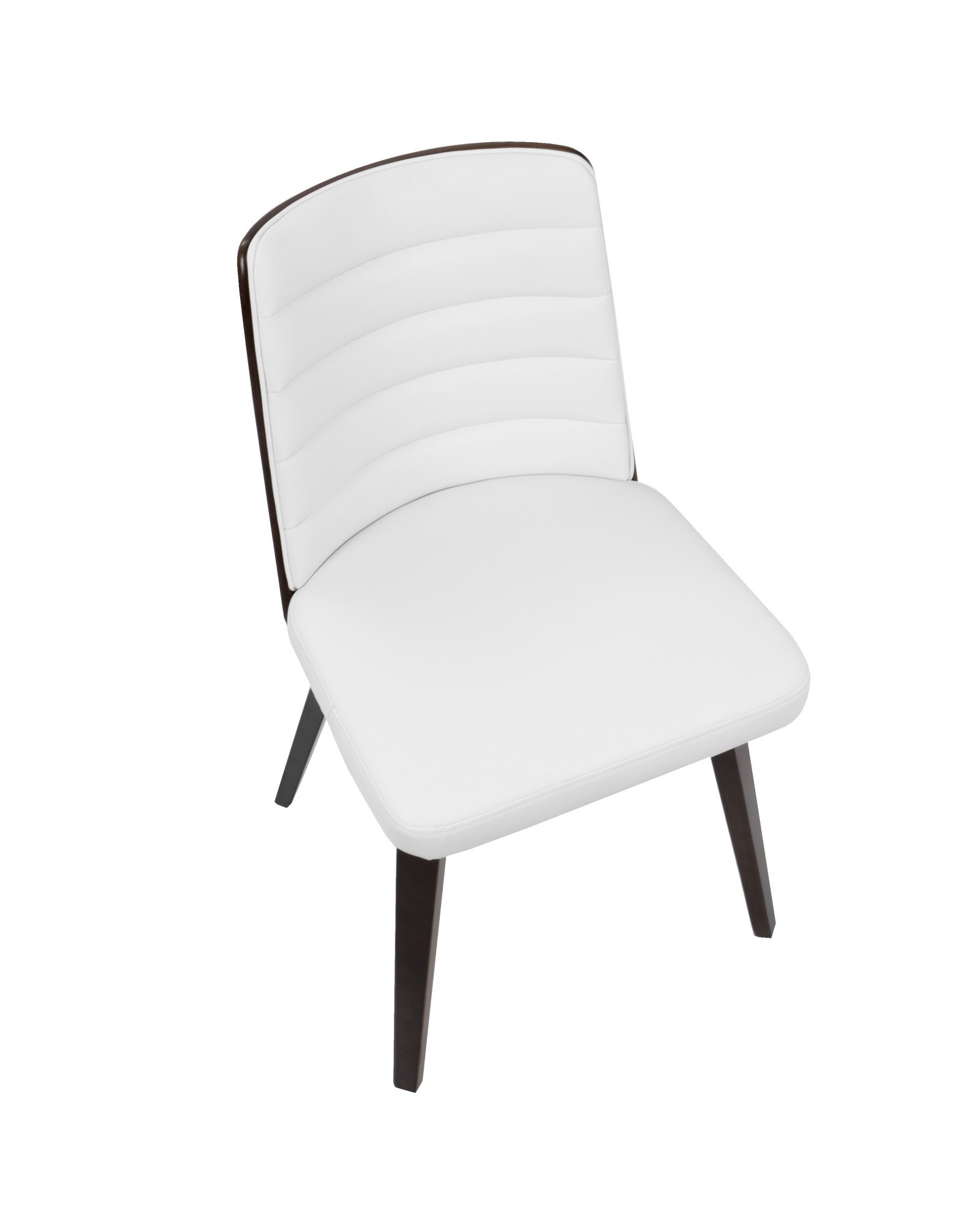 Francesca Mid-Century Modern Dining/Accent Chair in Cherry Wood and White Faux Leather