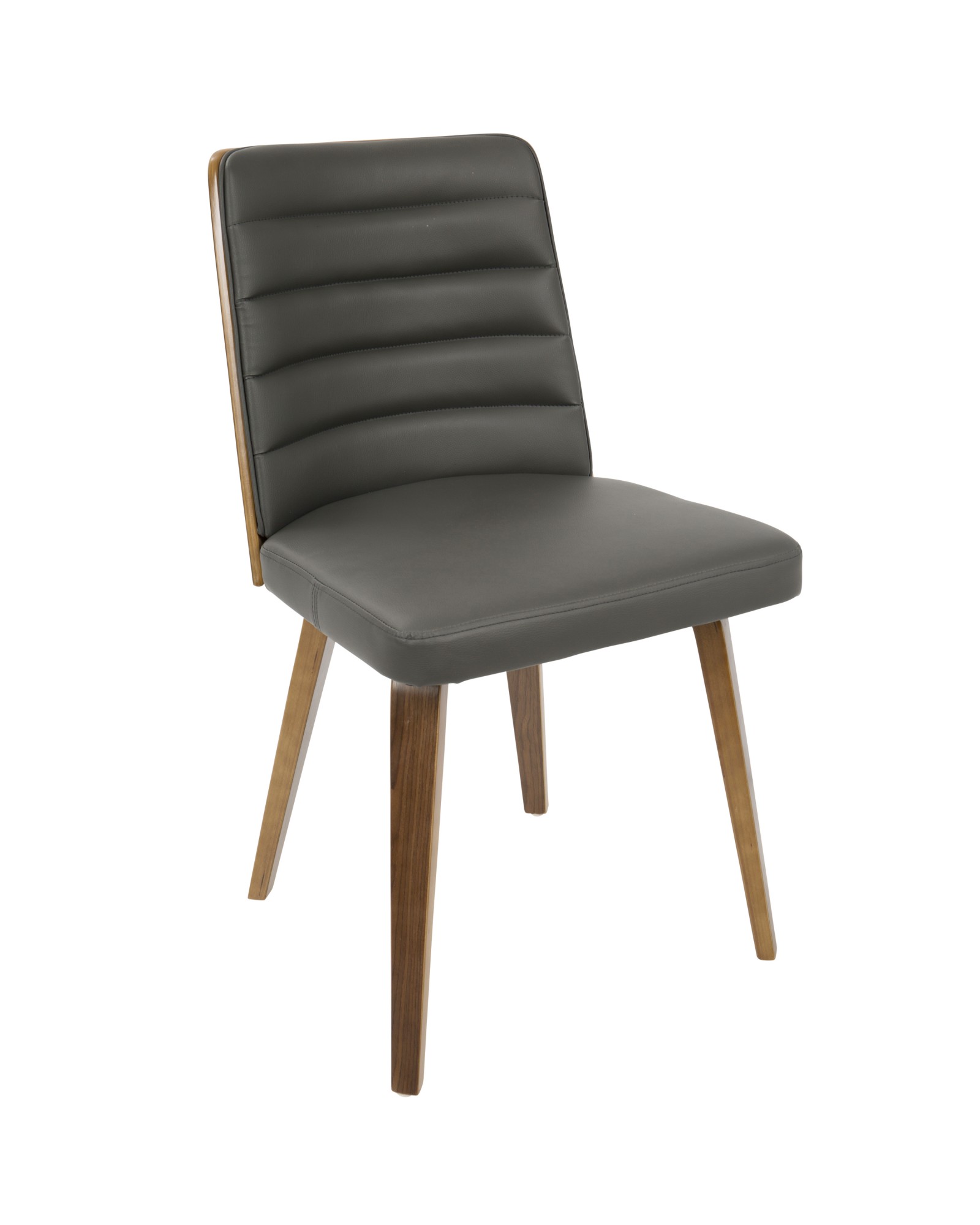 Francesca Mid-Century Modern Dining/Accent Chair in Walnut Wood and Grey Faux Leather