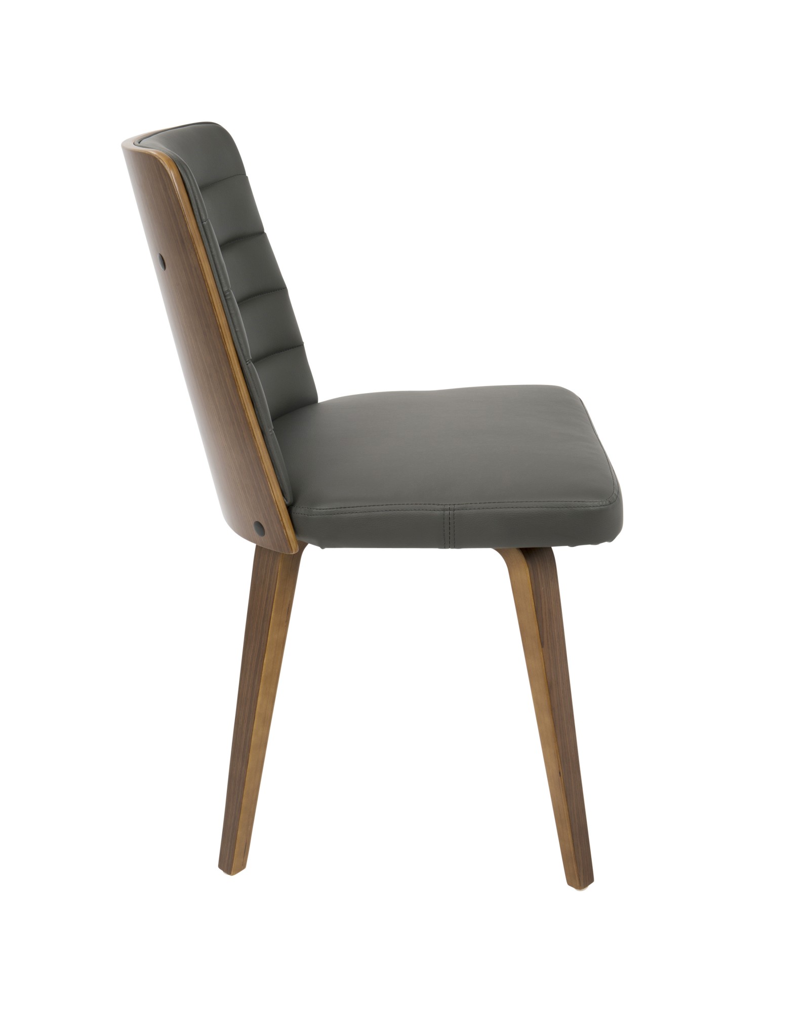 Francesca Mid-Century Modern Dining/Accent Chair in Walnut Wood and Grey Faux Leather