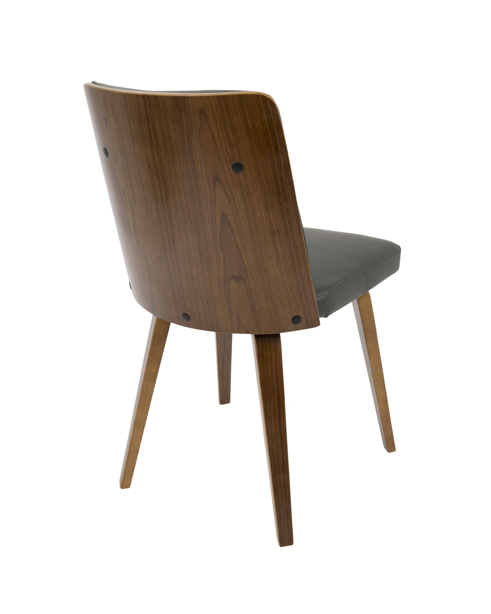 Francesca Mid-Century Modern Dining/Accent Chair in Walnut Wood and Grey Faux Leather