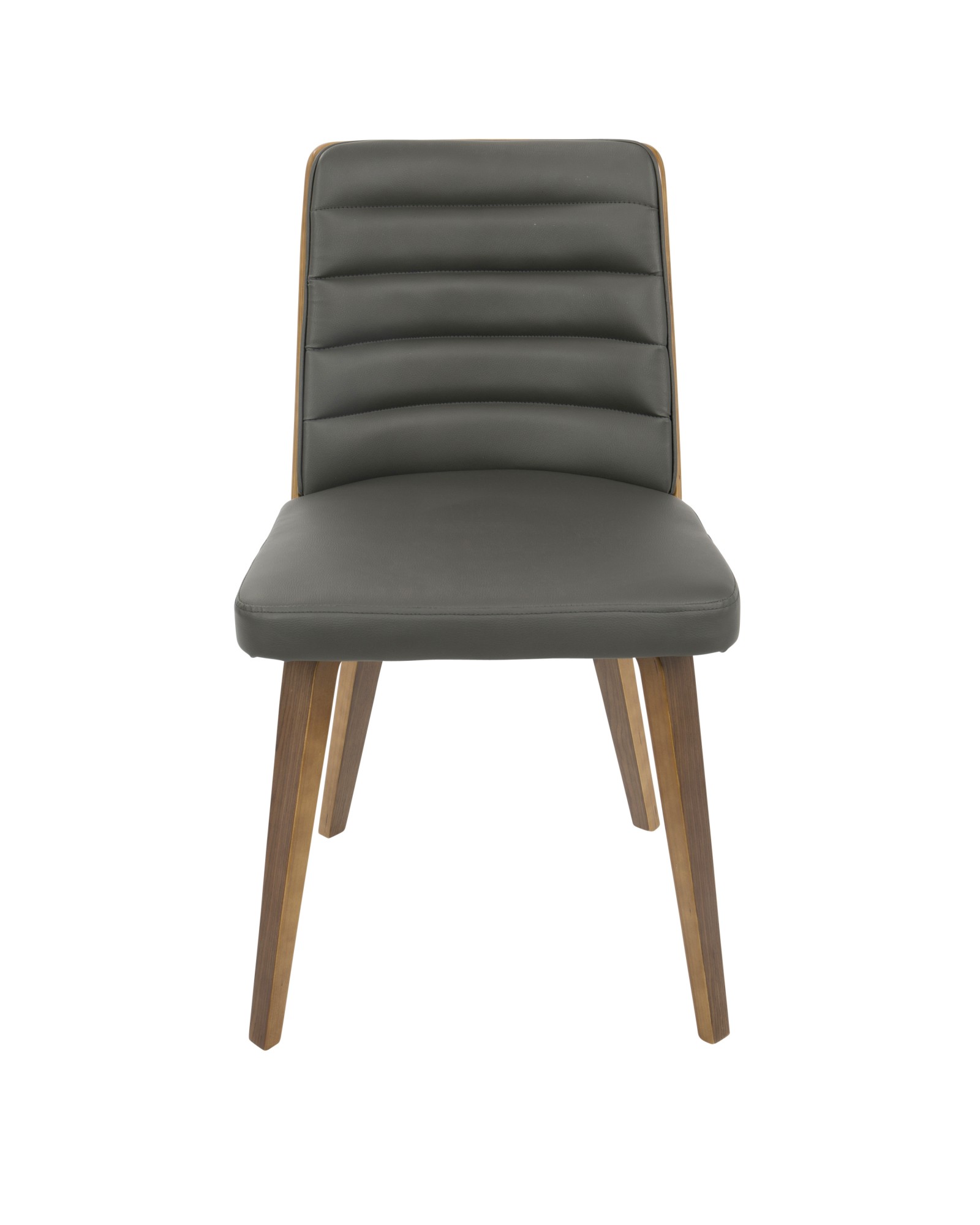 Francesca Mid-Century Modern Dining/Accent Chair in Walnut Wood and Grey Faux Leather