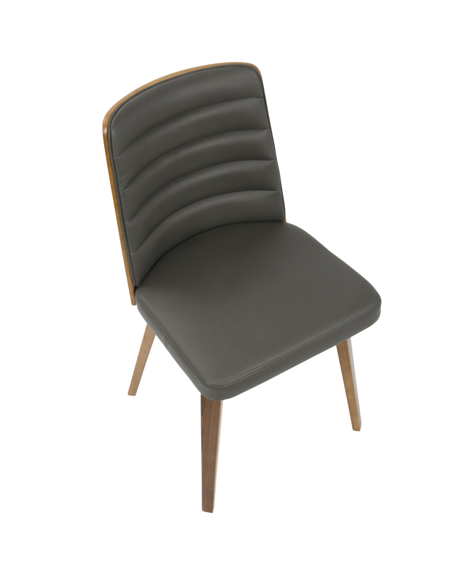 Francesca Mid-Century Modern Dining/Accent Chair in Walnut Wood and Grey Faux Leather