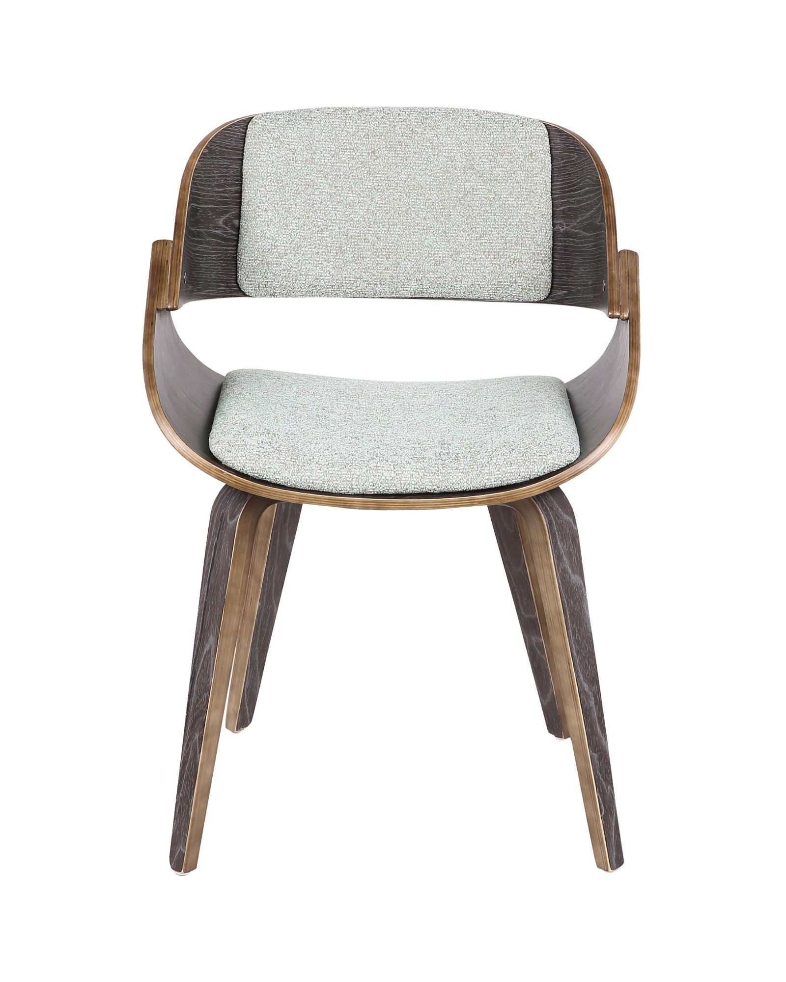 Fortunato Mid-Century Modern Dining/Accent Chair in Dark Grey Wood with Green Fabric