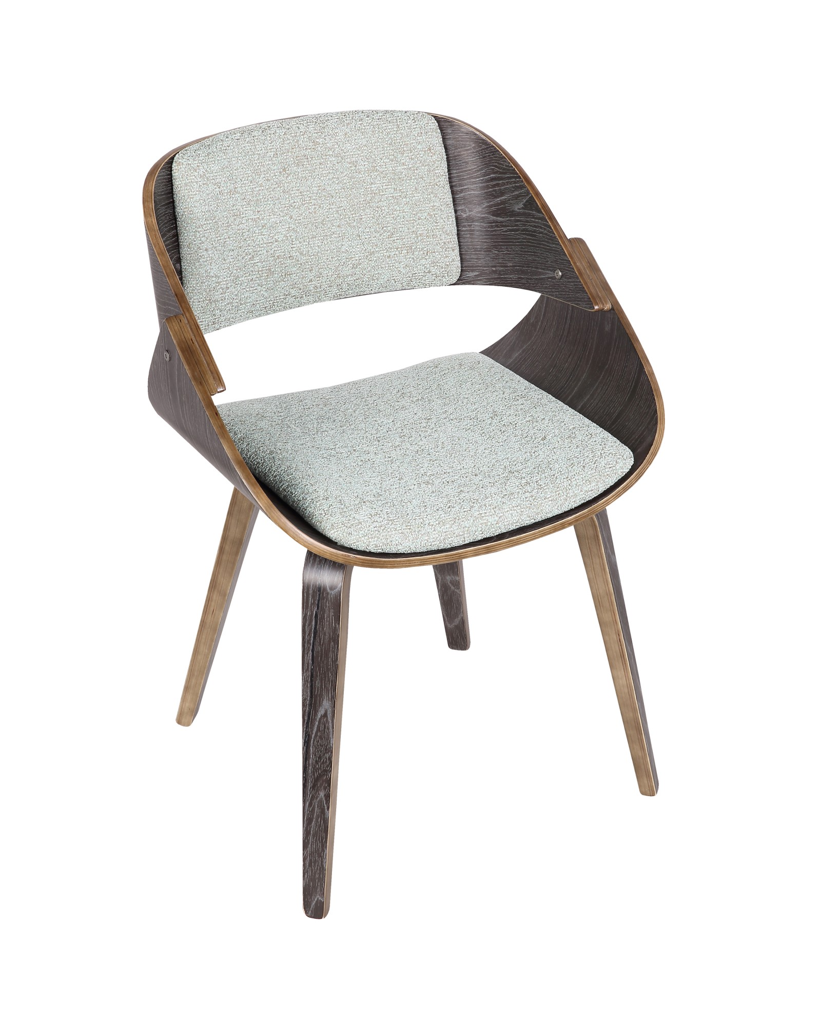 Fortunato Mid-Century Modern Dining/Accent Chair in Dark Grey Wood with Green Fabric