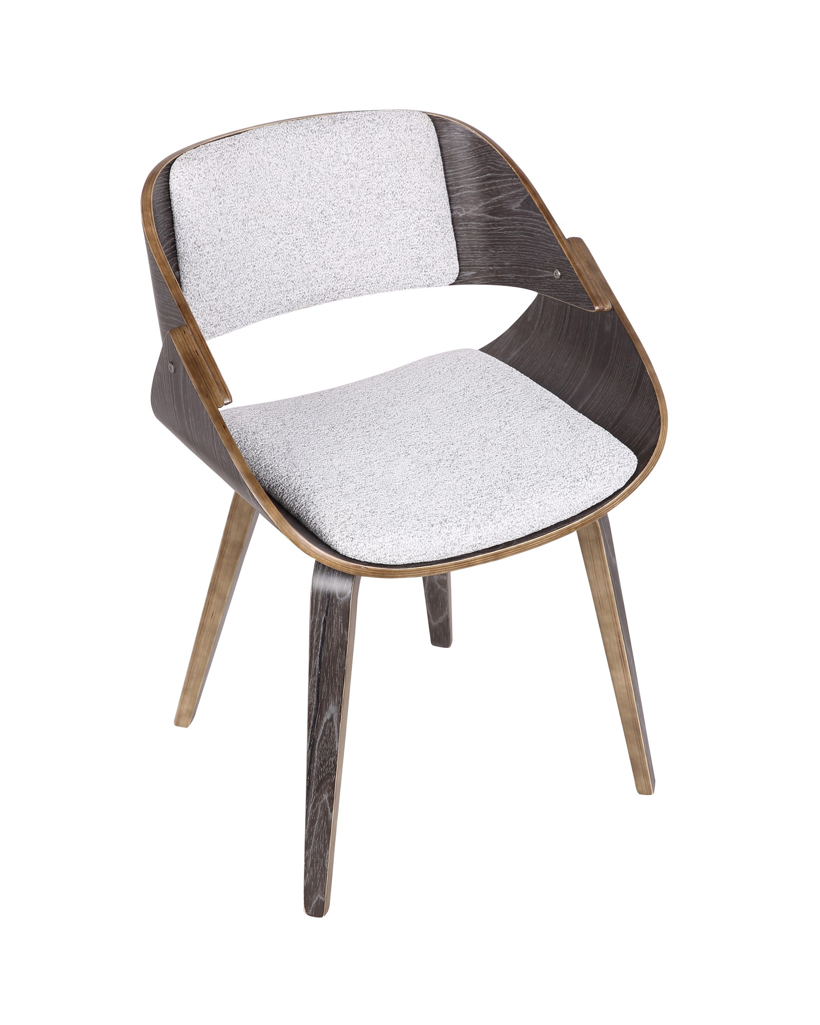 Fortunato Mid-Century Modern Dining/Accent Chair in Dark Grey Wood with White Fabric
