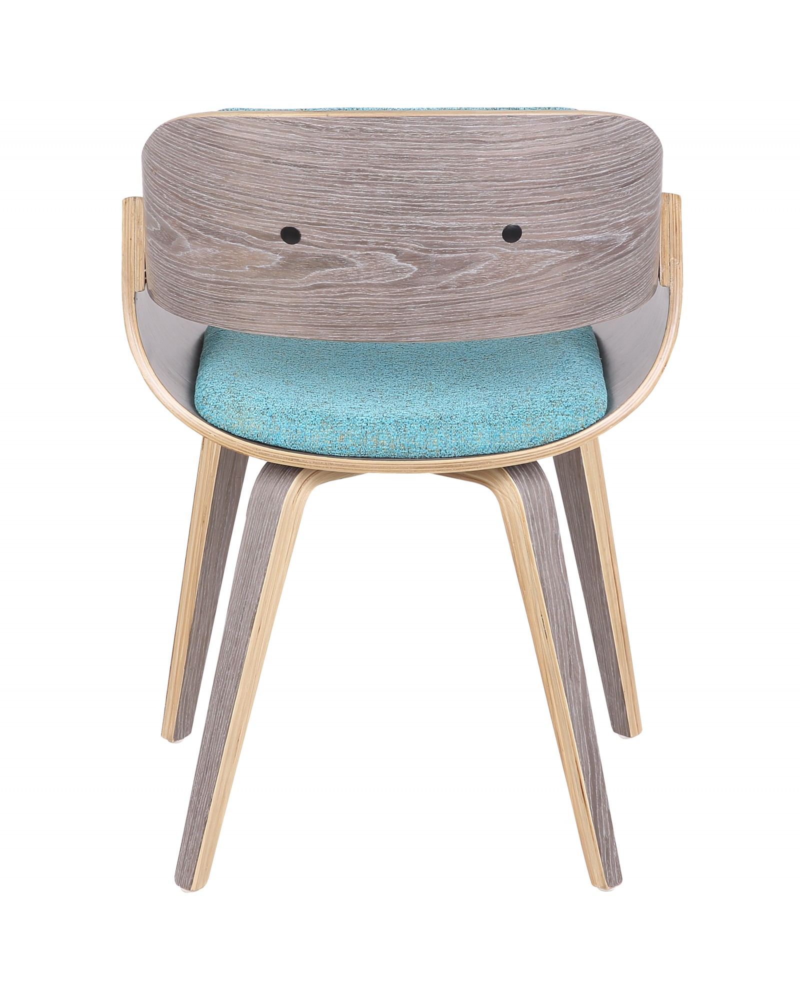 Fortunato Mid-Century Modern Dining/Accent Chair in Light Grey Wood with Aqua Fabric