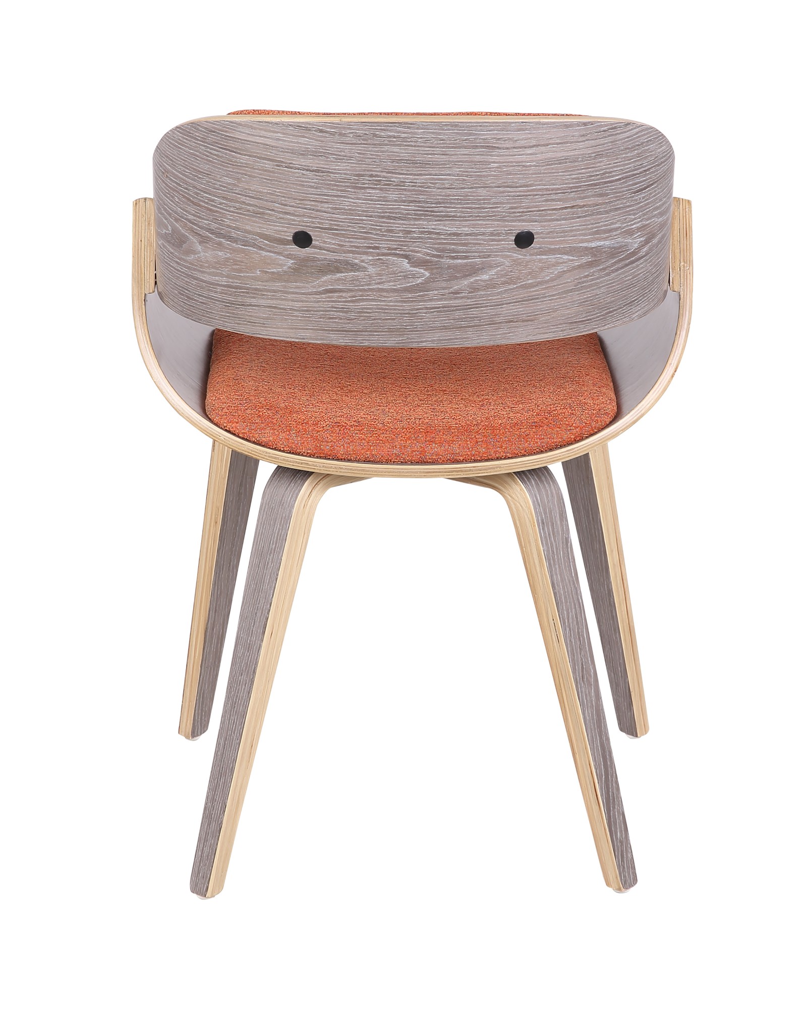 Fortunato Mid-Century Modern Dining/Accent Chair in Light Grey Wood with Orange Fabric