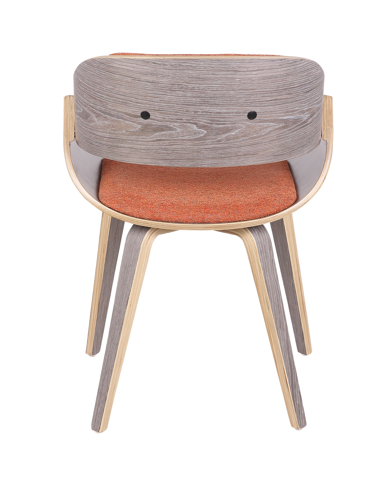 Fortunato Mid-Century Modern Dining/Accent Chair in Light Grey Wood with Orange Fabric