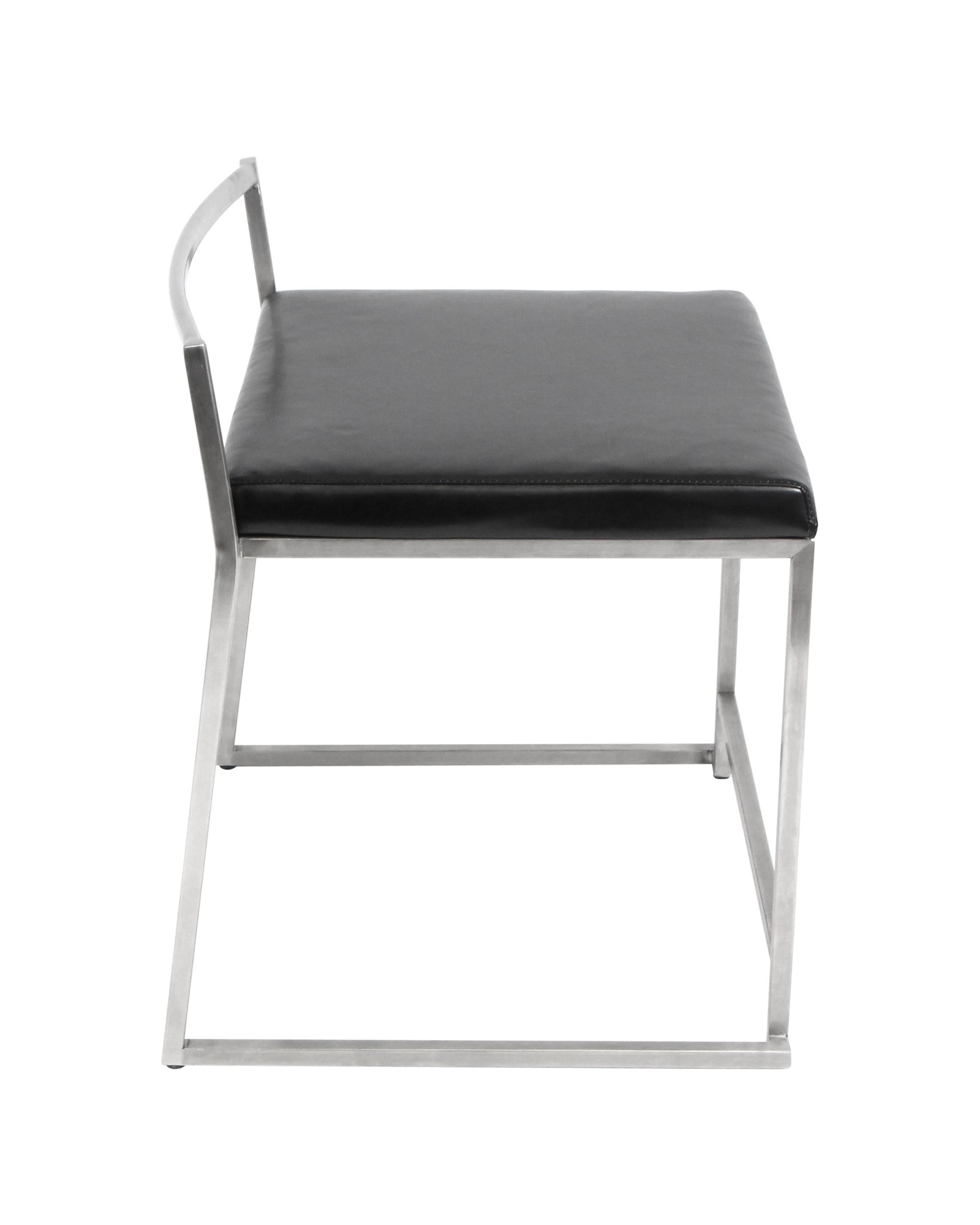 Fuji Contemporary Stackable Dining Chair in Black Faux Leather - Set Of 2