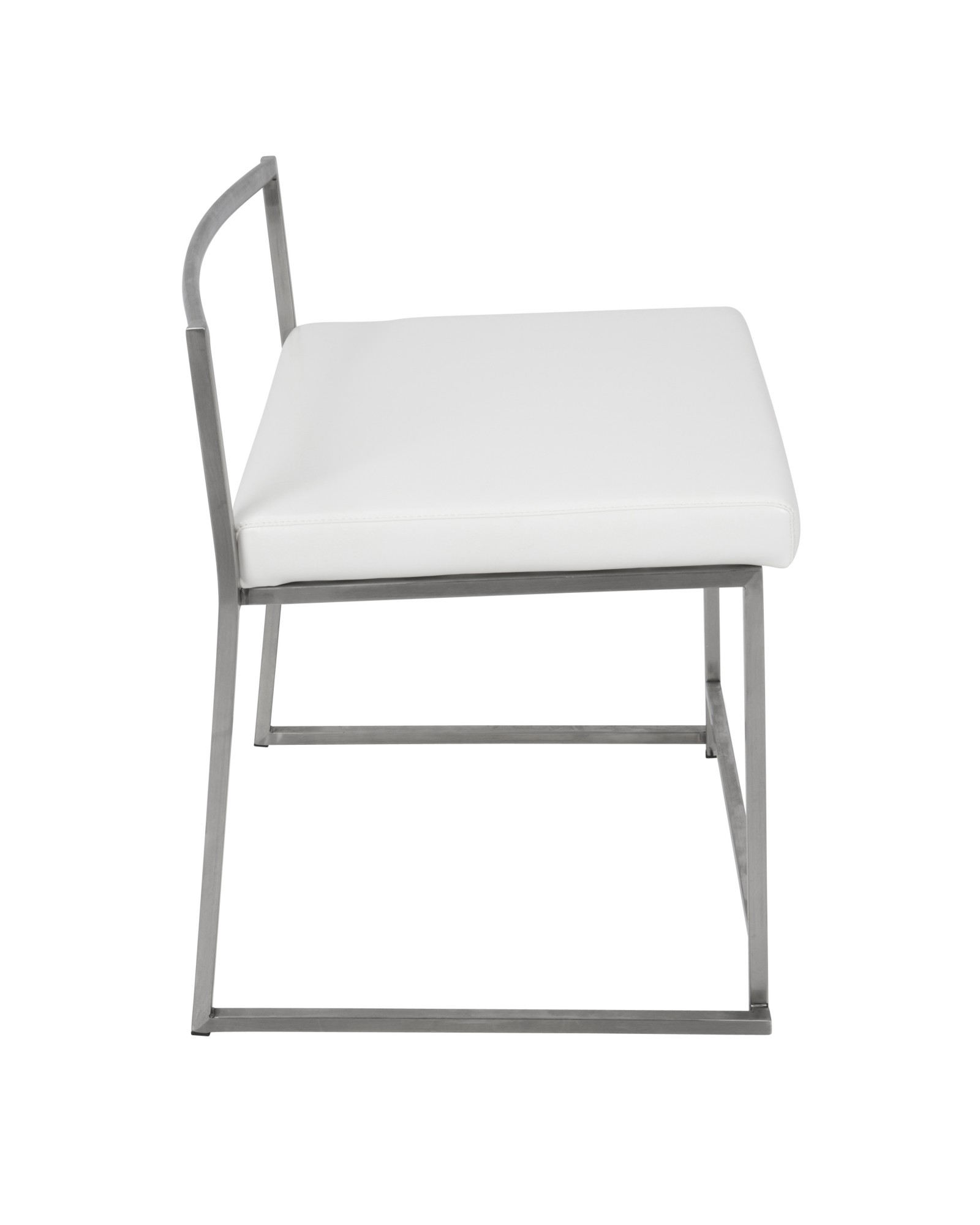 Fuji Contemporary Stackable Dining Chair in White Faux Leather - Set of 2