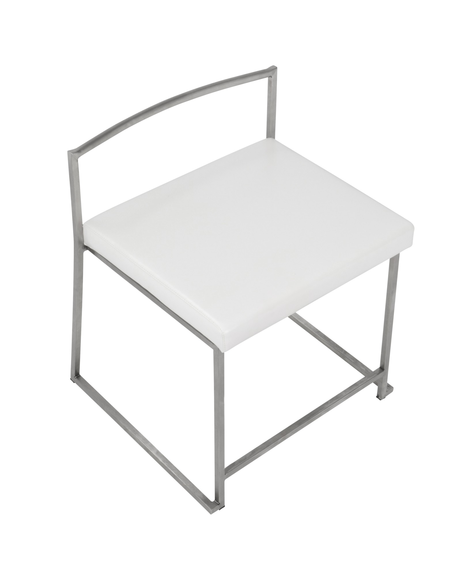 Fuji Contemporary Stackable Dining Chair in White Faux Leather - Set of 2