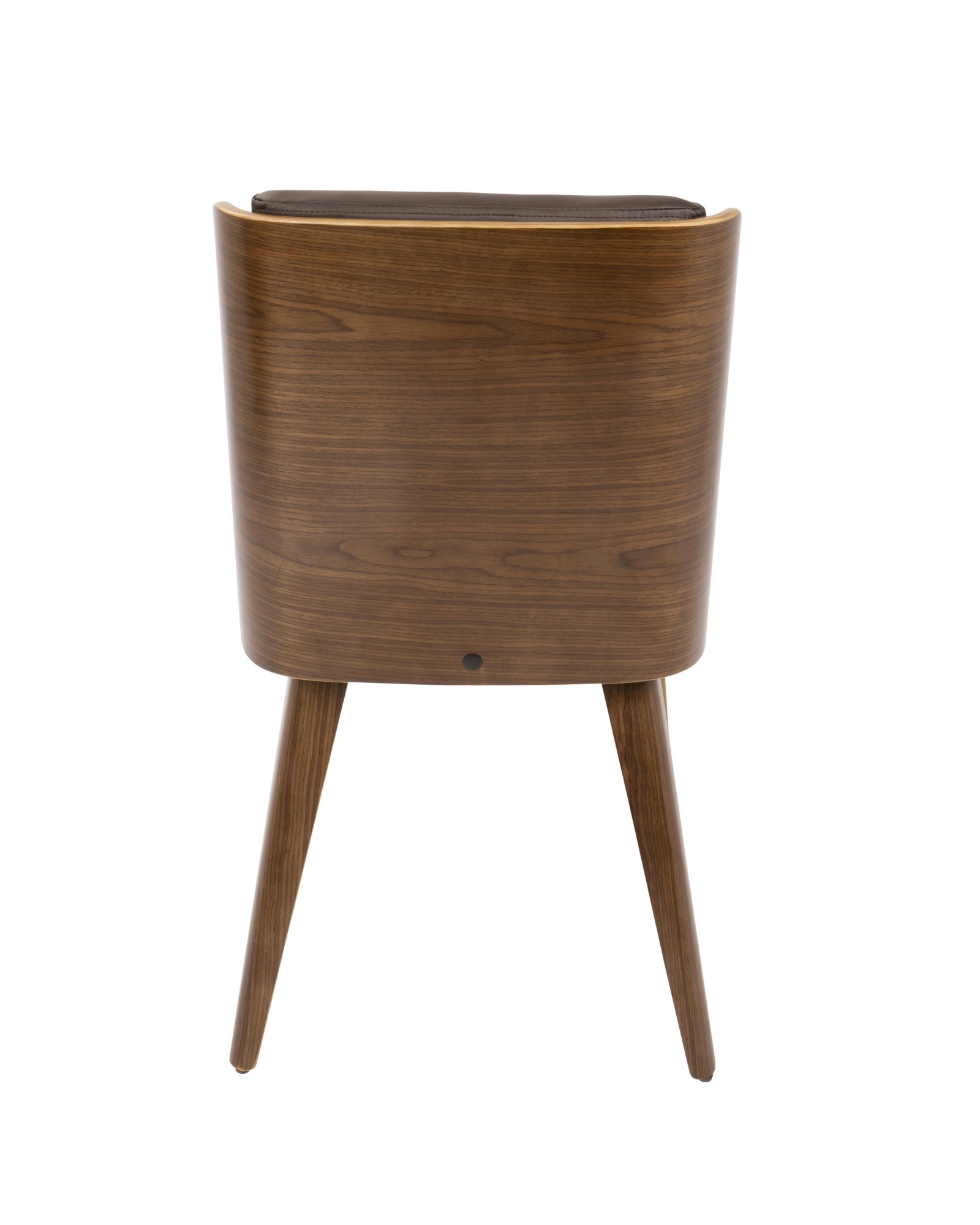 Galanti Mid-Century Modern Dining/Accent Chair in Walnut Wood and Brown Faux Leather - Set of 2