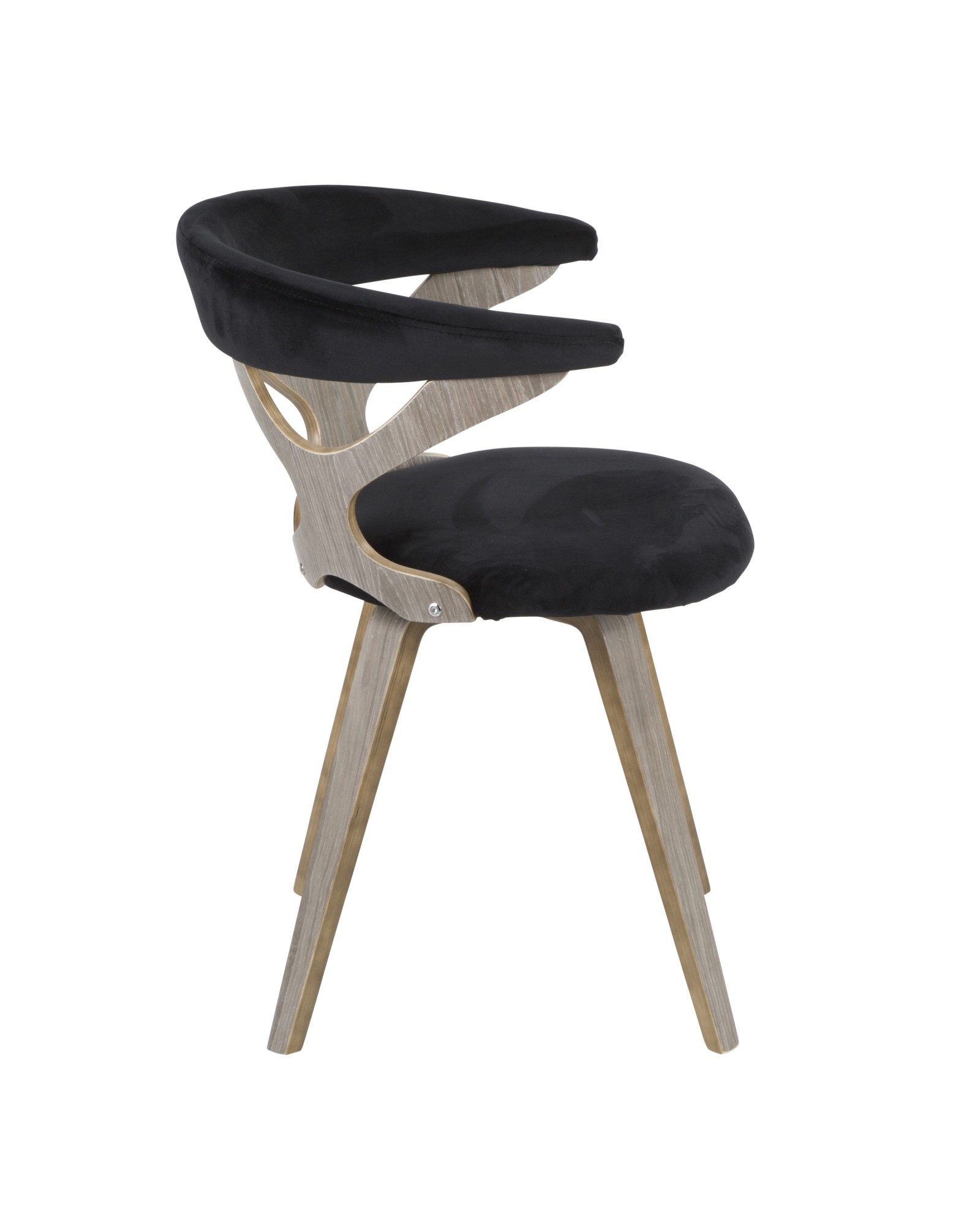 Gardenia Mid-Century Modern Dining/Accent Chair with Swivel in Light Grey Wood and Black Velvet